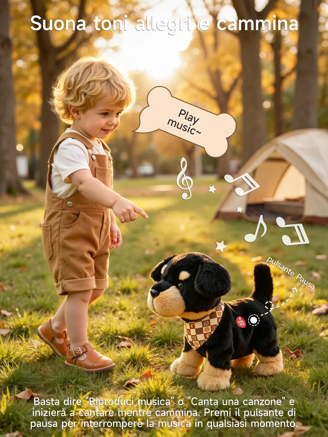OR OR TU cagnolino peluche interattivo vocale che cammina e abbaia