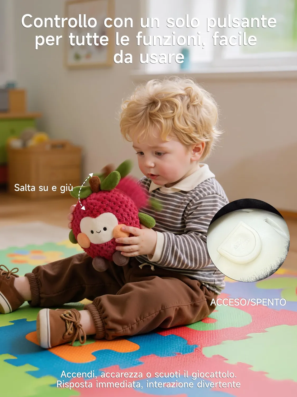 eJog Pup Litchi peluche interattivo salta e registra 3xAA