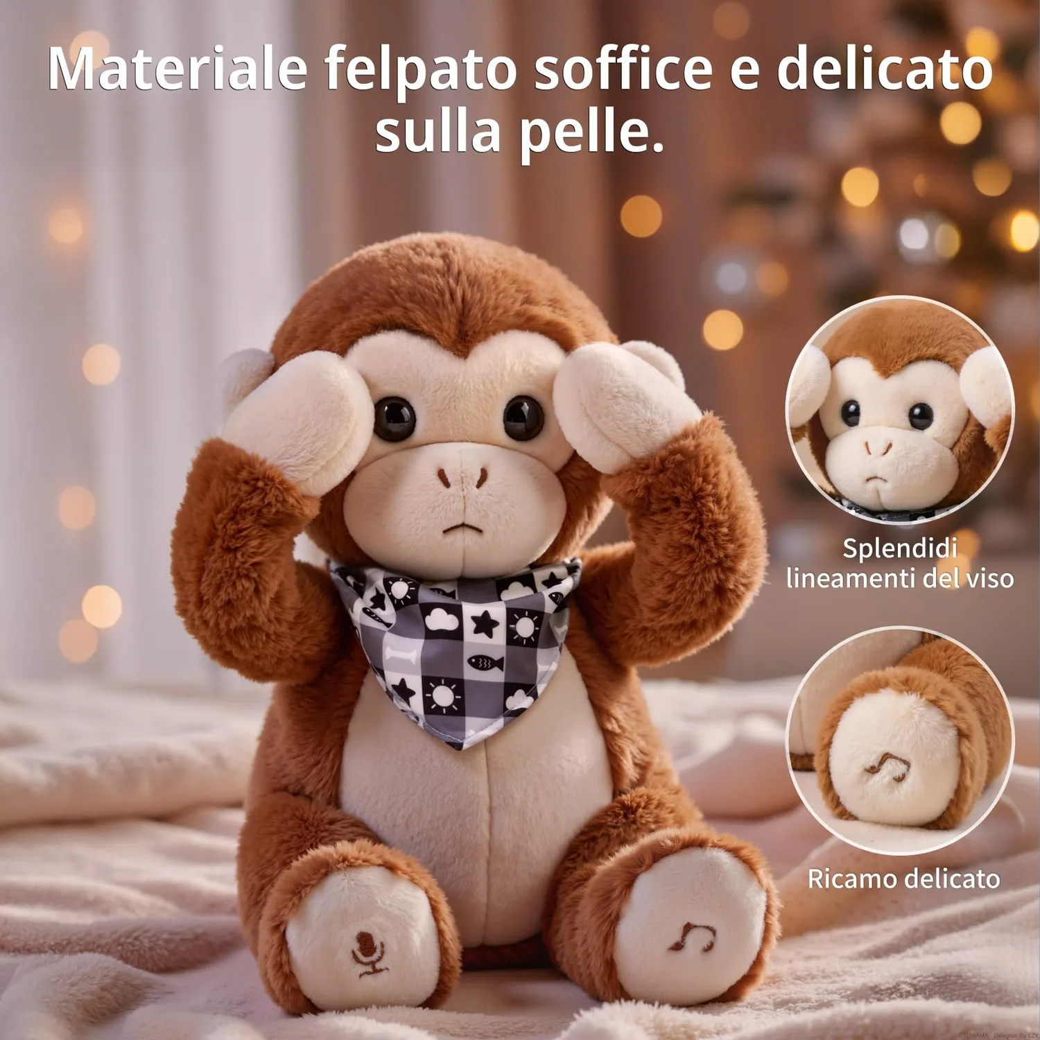 eJog Pup Scimmia peluche interattivo musicale con voce