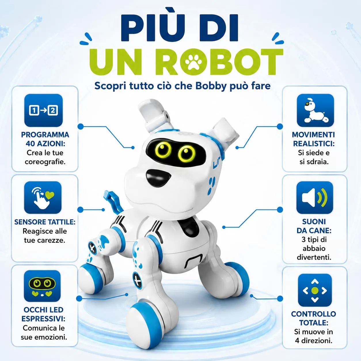 Xtrem Bots Bobby cane robot interattivo programmabile