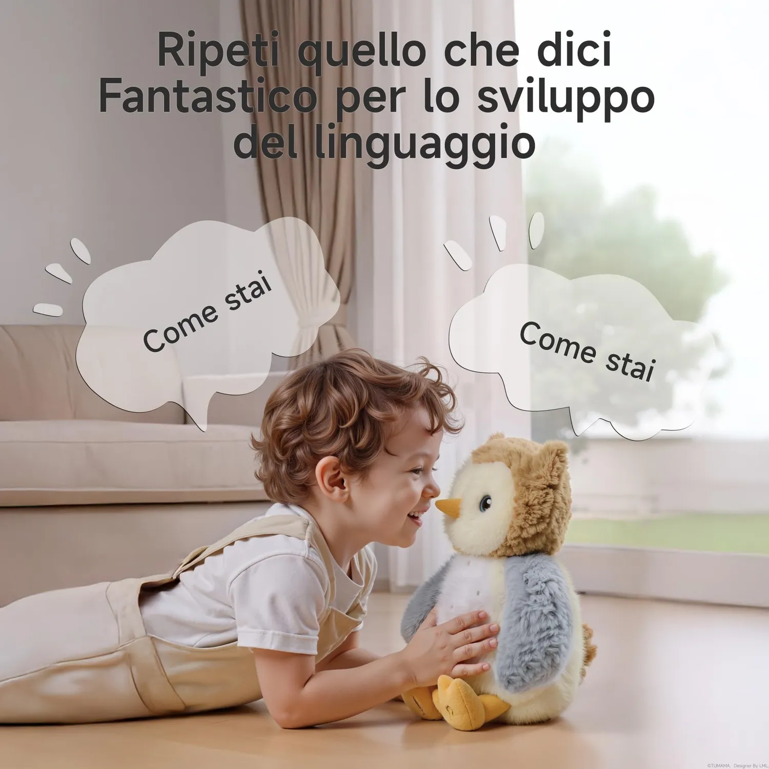 eJog Pup Gufo peluche interattivo che ripete e canta