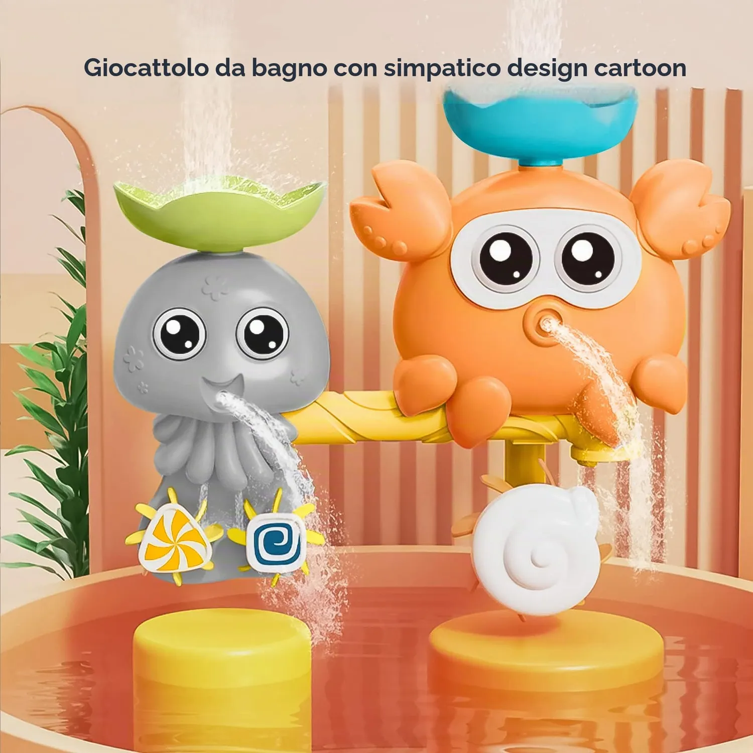 OR OR TU Giochi bagnetto mulino granchio polipo ventosa 22 pezzi