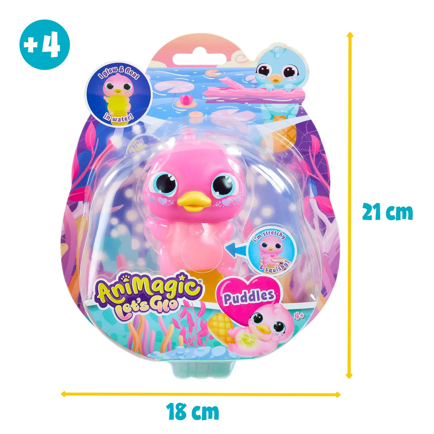 Animagic Let's Glo ornitorrinco rosa peluche luminoso galleggiante