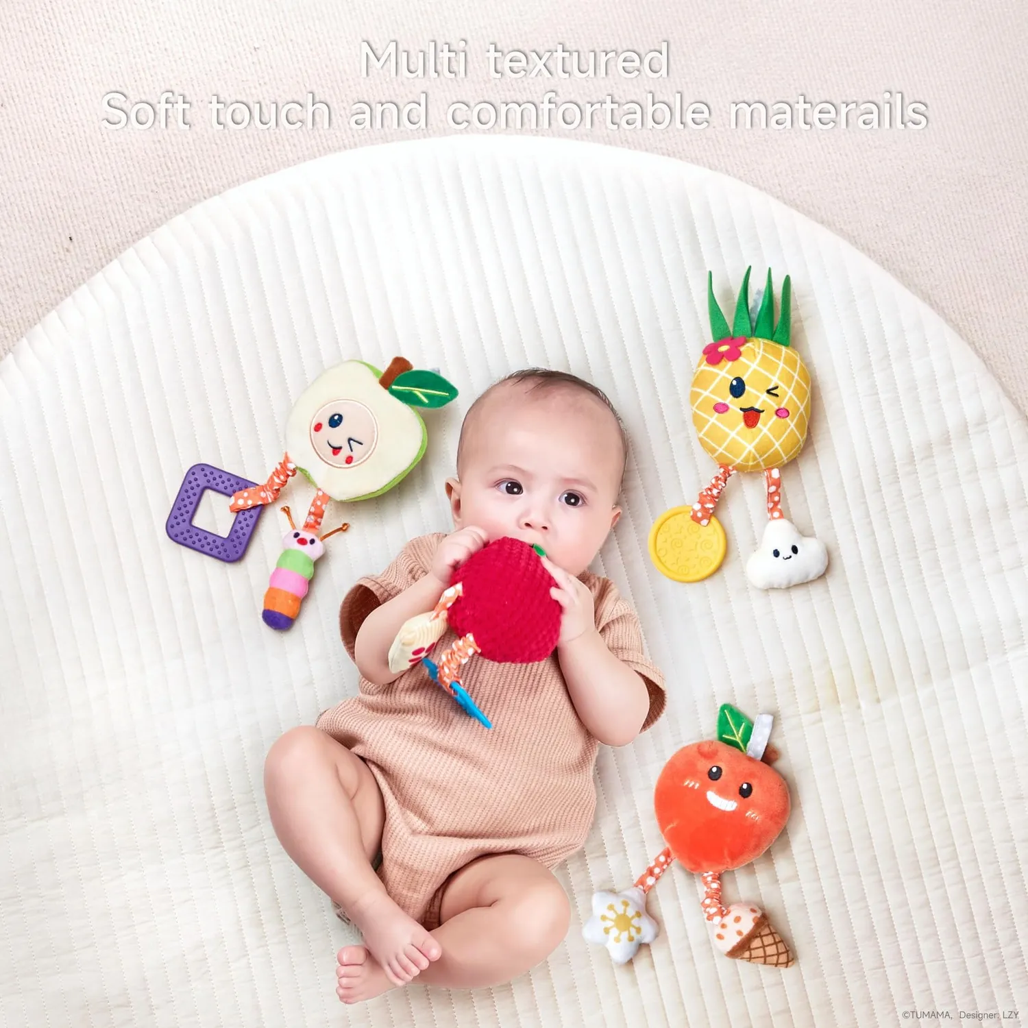 OR OR TU sonagli neonato frutta peluche 4 pezzi 0+ mesi