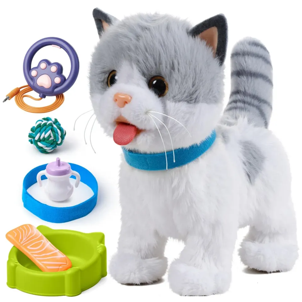 Or Or Tu gatto peluche elettronico con guinzaglio