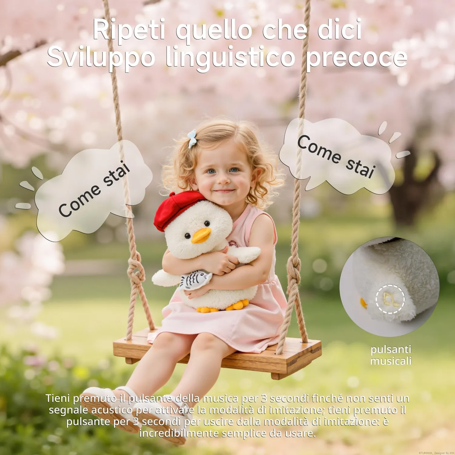 eJog Pup Anatra Peluche Interattivo con Musica e Voce