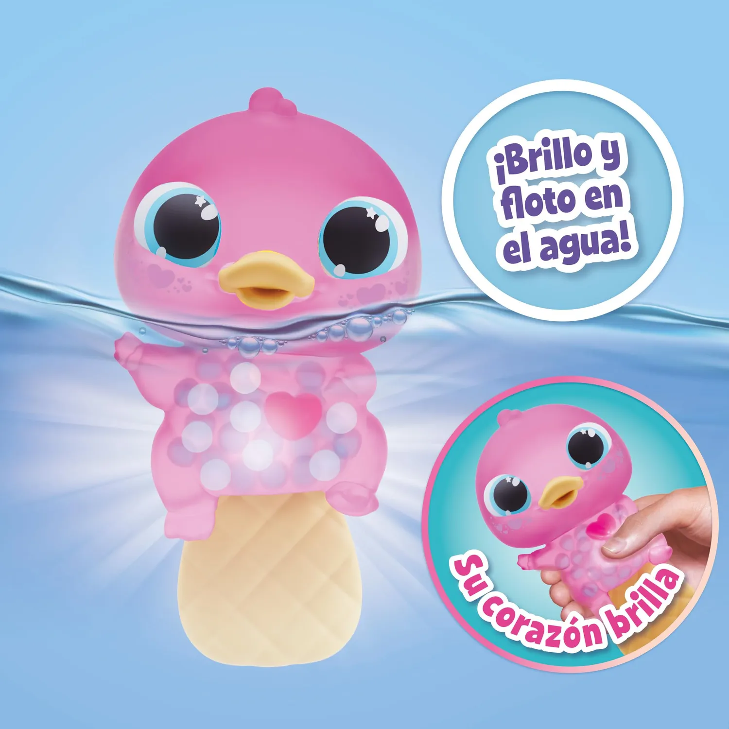 Animagic Let's Glo ornitorrinco rosa peluche luminoso galleggiante