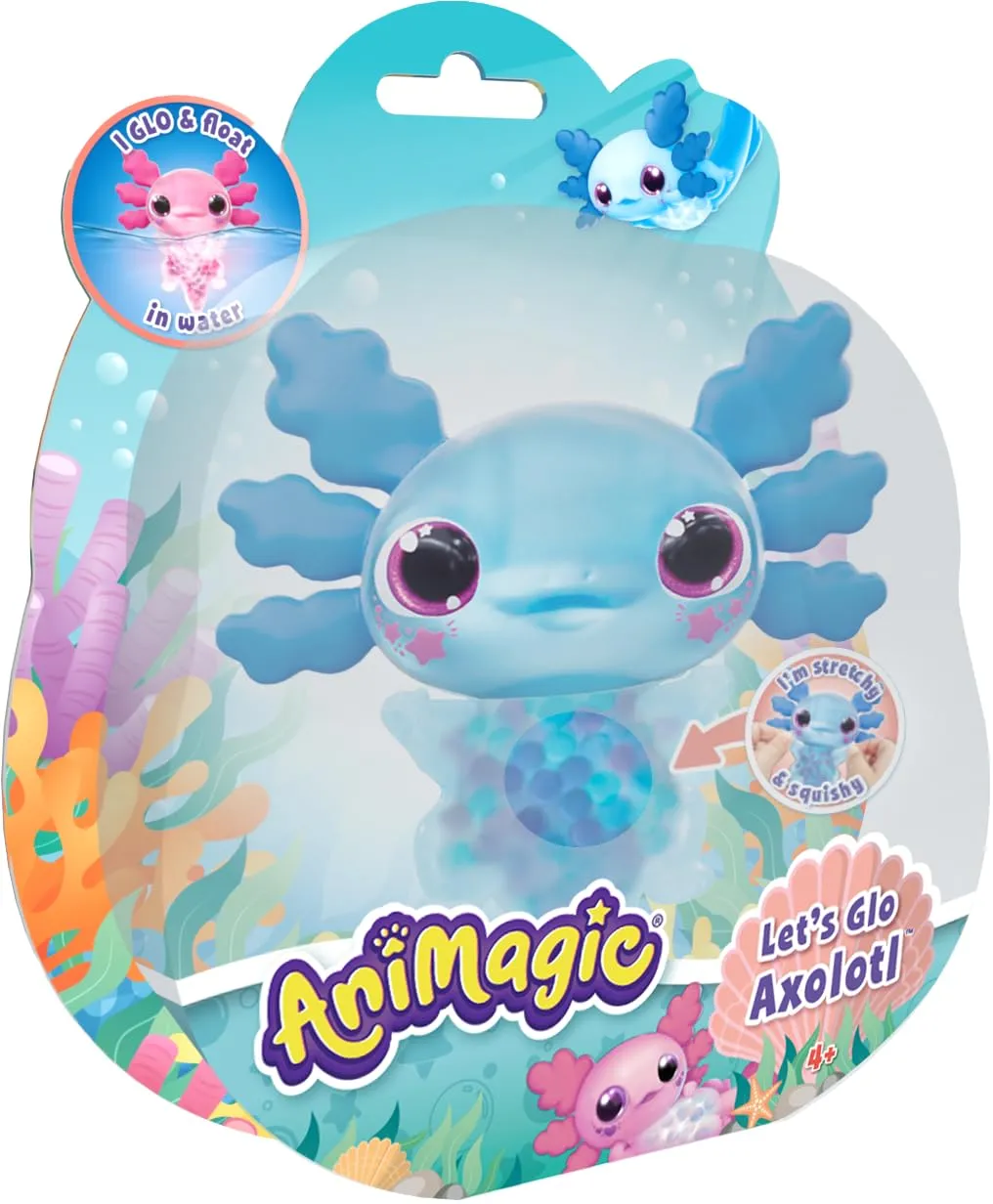 Animagic Let's Glo Axolotl peluche elettronico blu luminoso