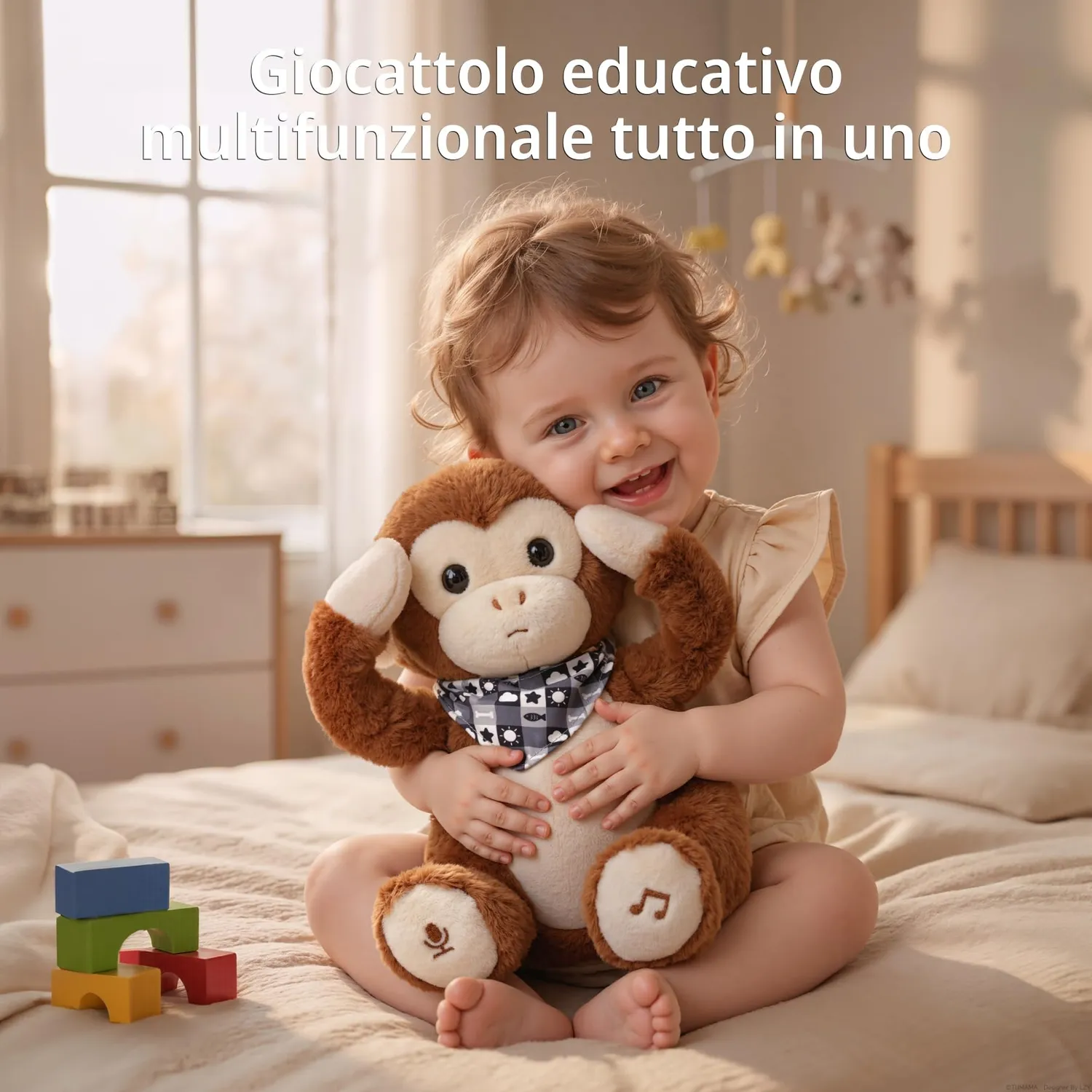 eJog Pup Scimmia peluche interattivo musicale con voce