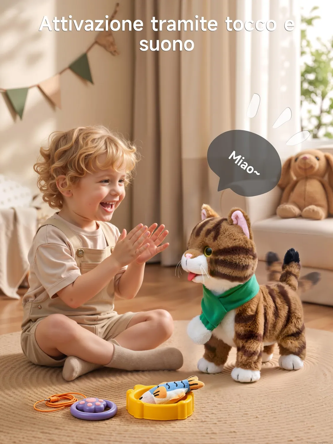 OR OR TU gatto peluche interattivo telecomando che cammina e miagola