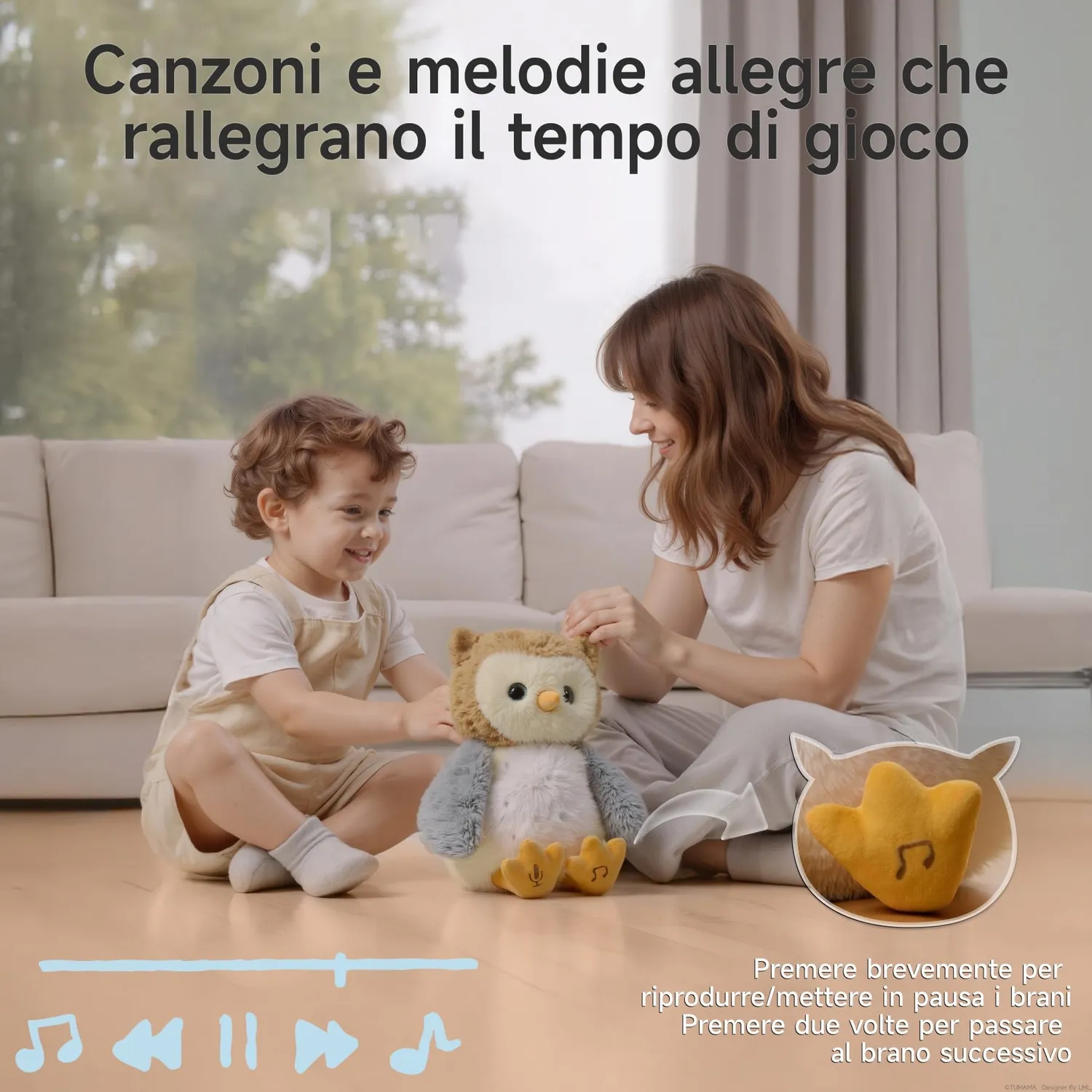 eJog Pup Gufo peluche interattivo che ripete e canta