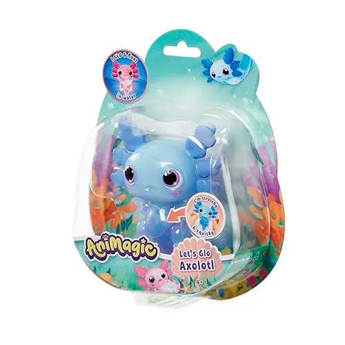 Animagic Let's Glo Axolotl peluche elettronico blu luminoso