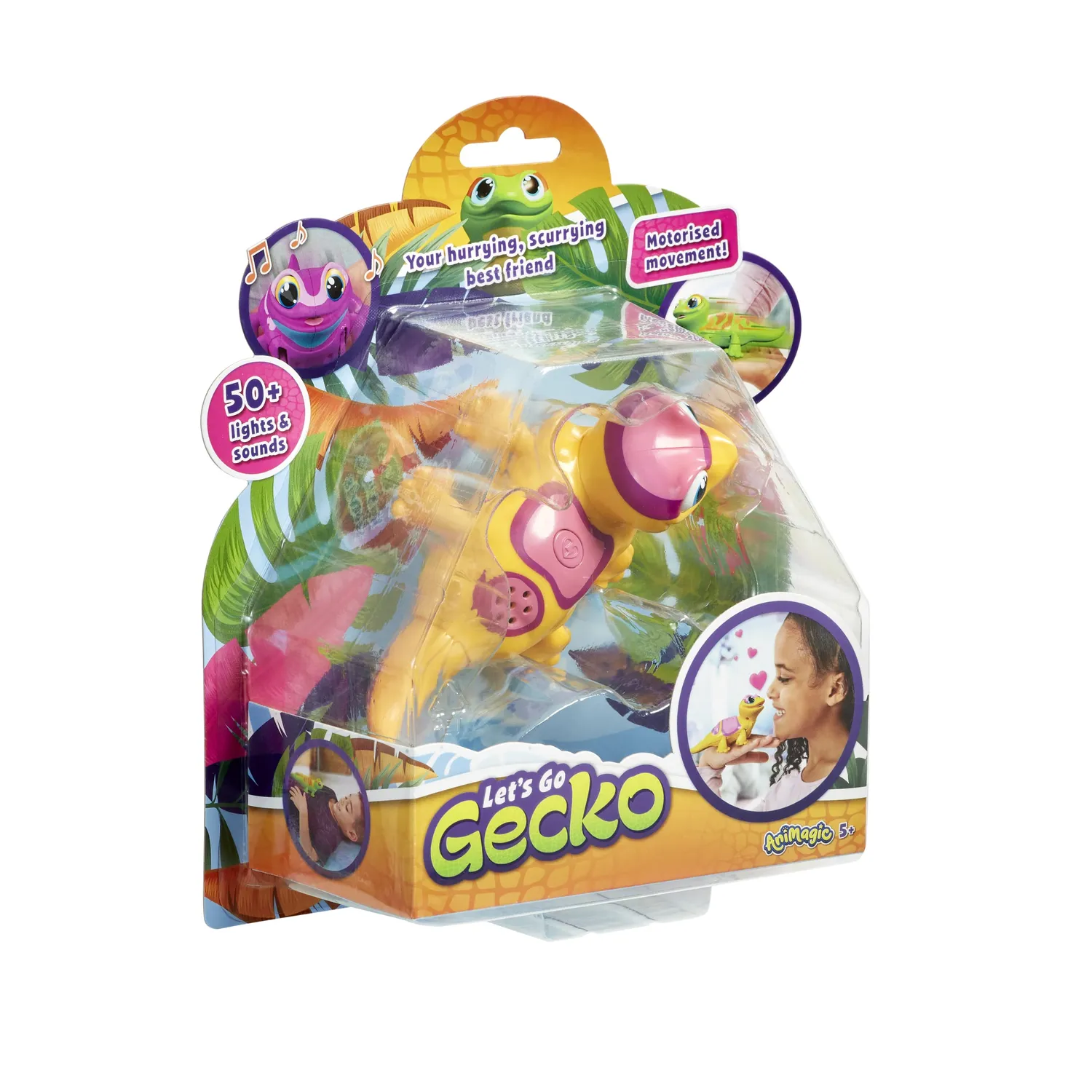 Animagic Let's Go Gecko giocattolo interattivo giallo 50 suoni