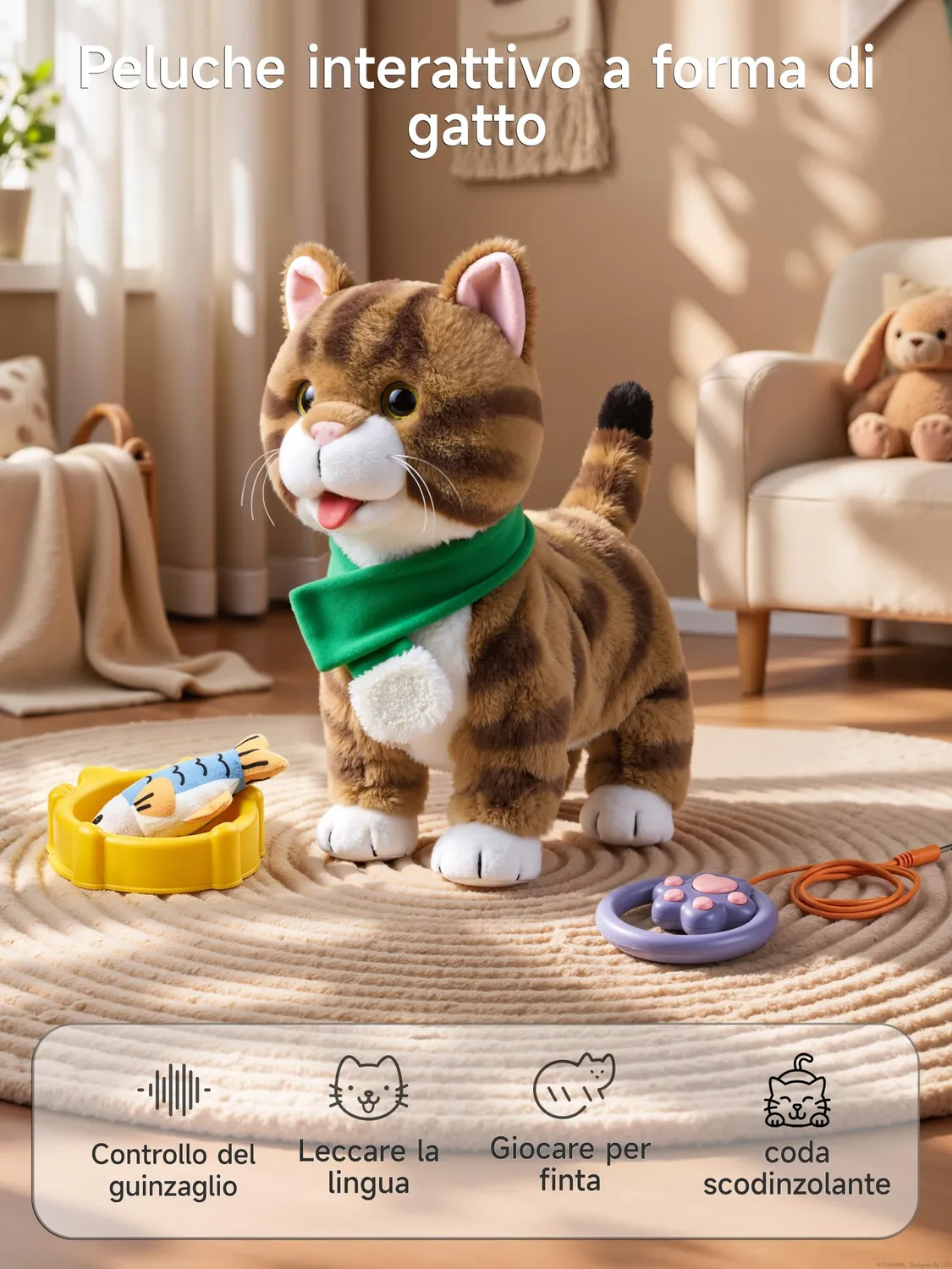 OR OR TU gatto peluche interattivo telecomando che cammina e miagola