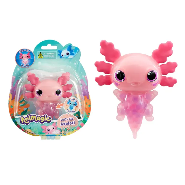 Animagic Let’s Glo Axolotl rosa peluche sensoriale che brilla
