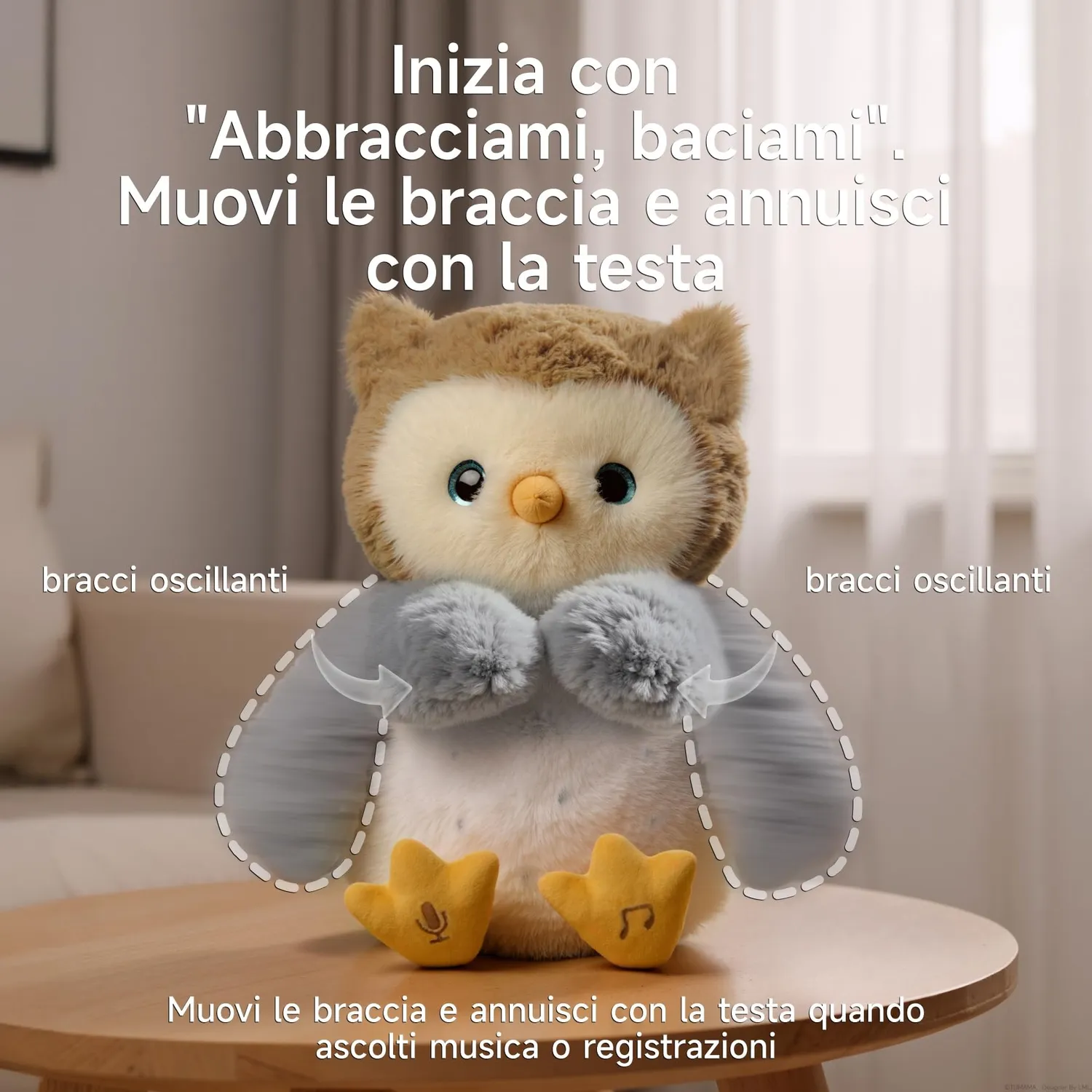 eJog Pup Gufo peluche interattivo che ripete e canta