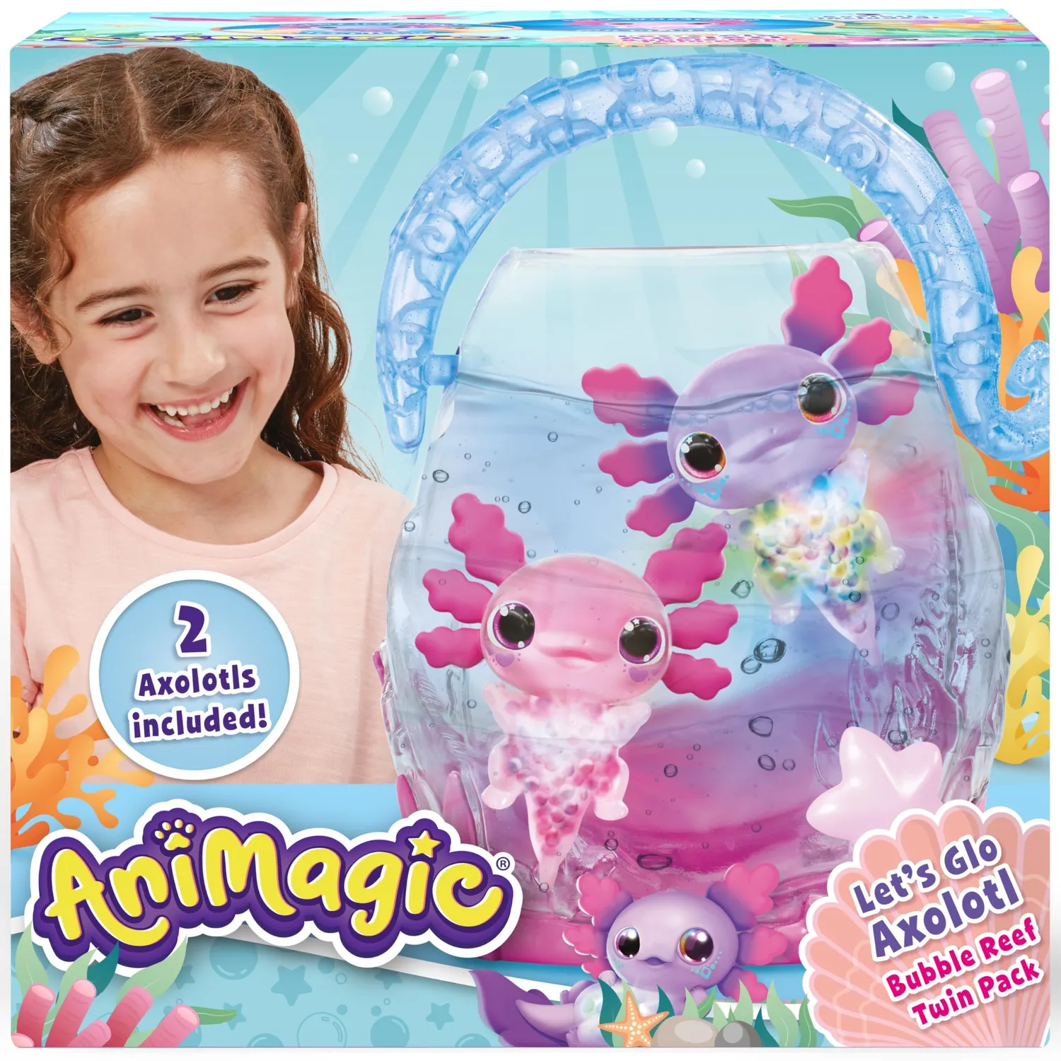 Animagic Let's Glo Bubble Reef acquario interattivo axolotl