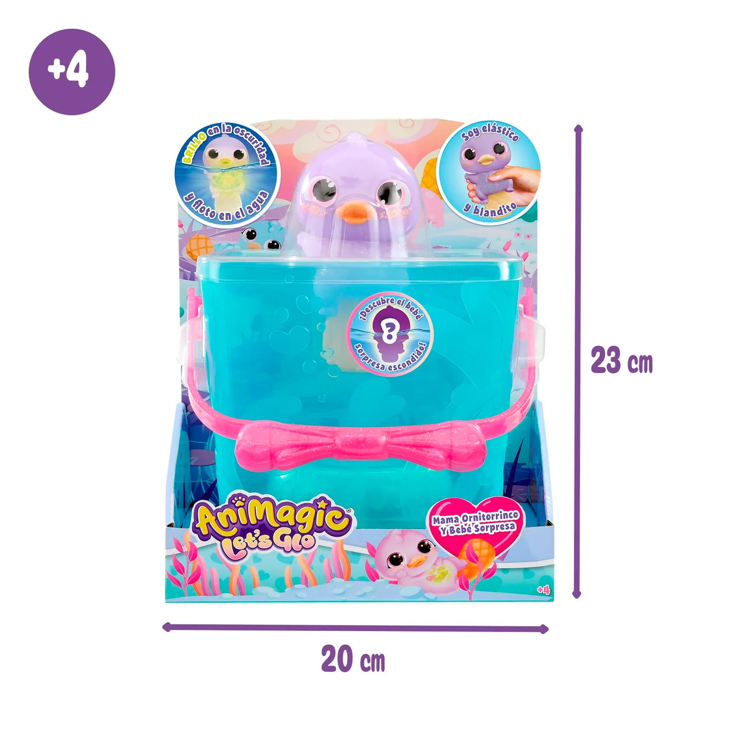 Animagic Lets Glo Mamma Ornitorinco peluche luminoso con sorpresa