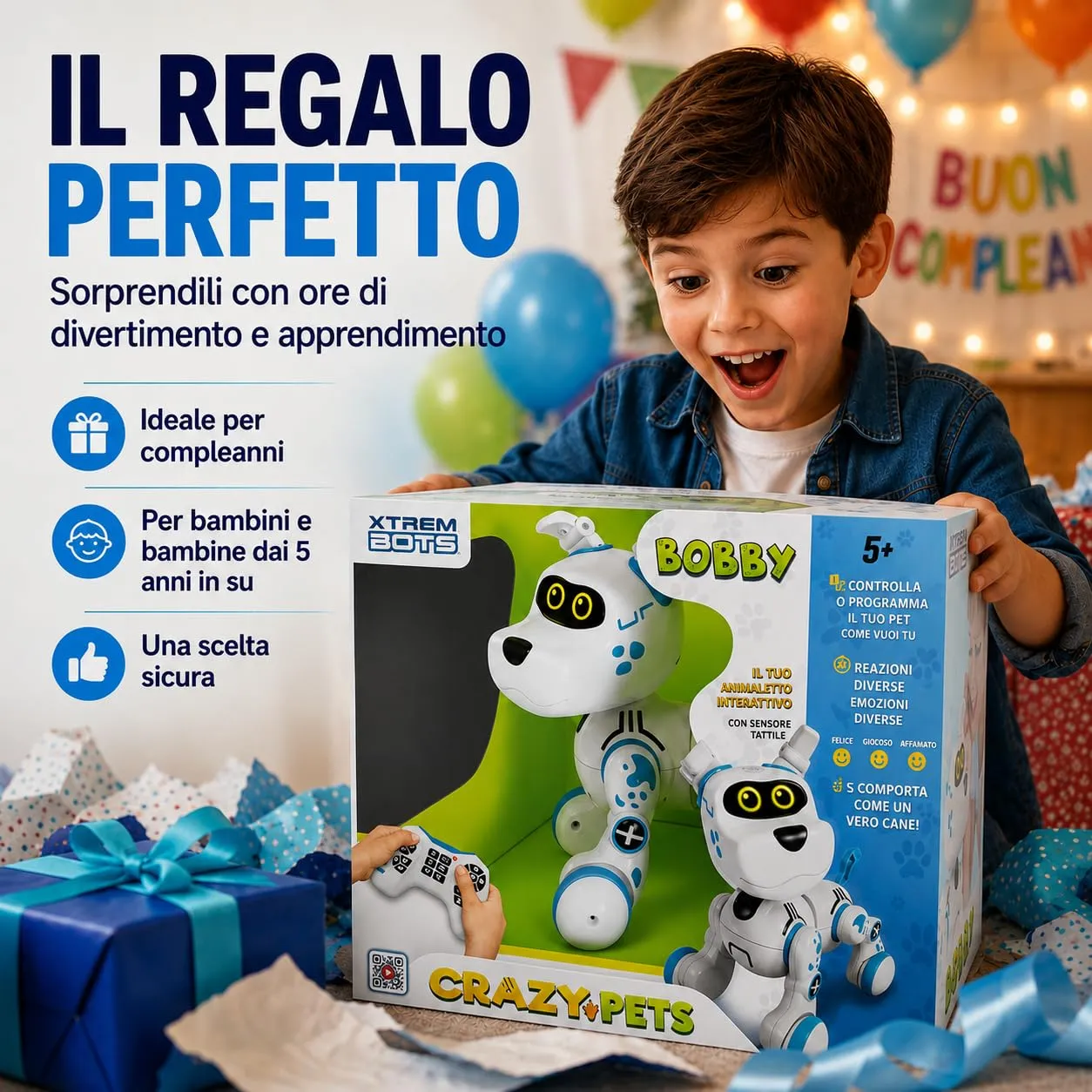 Xtrem Bots Bobby cane robot interattivo programmabile