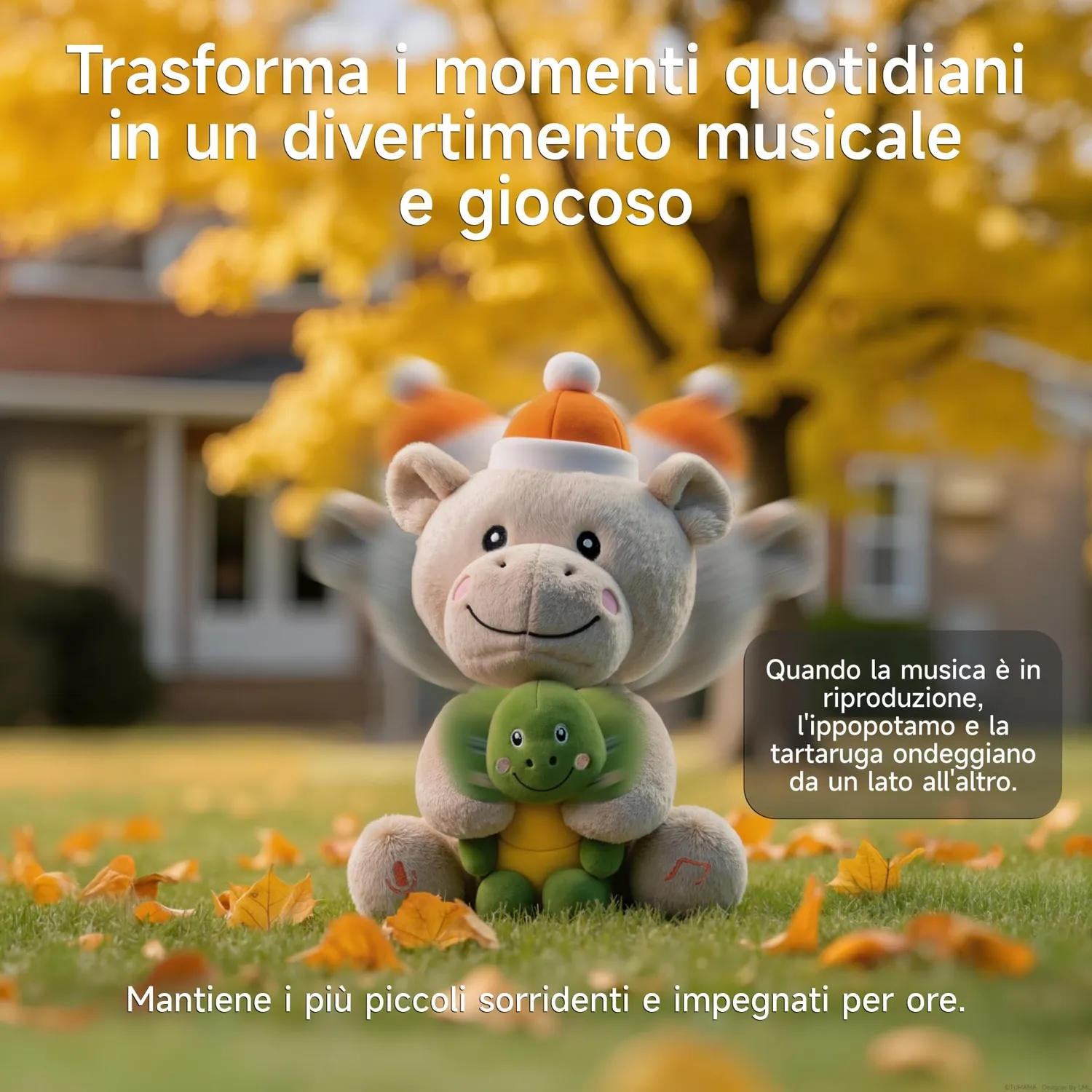 eJog Pup Ippopotamo e Tartaruga peluche interattivo musicale