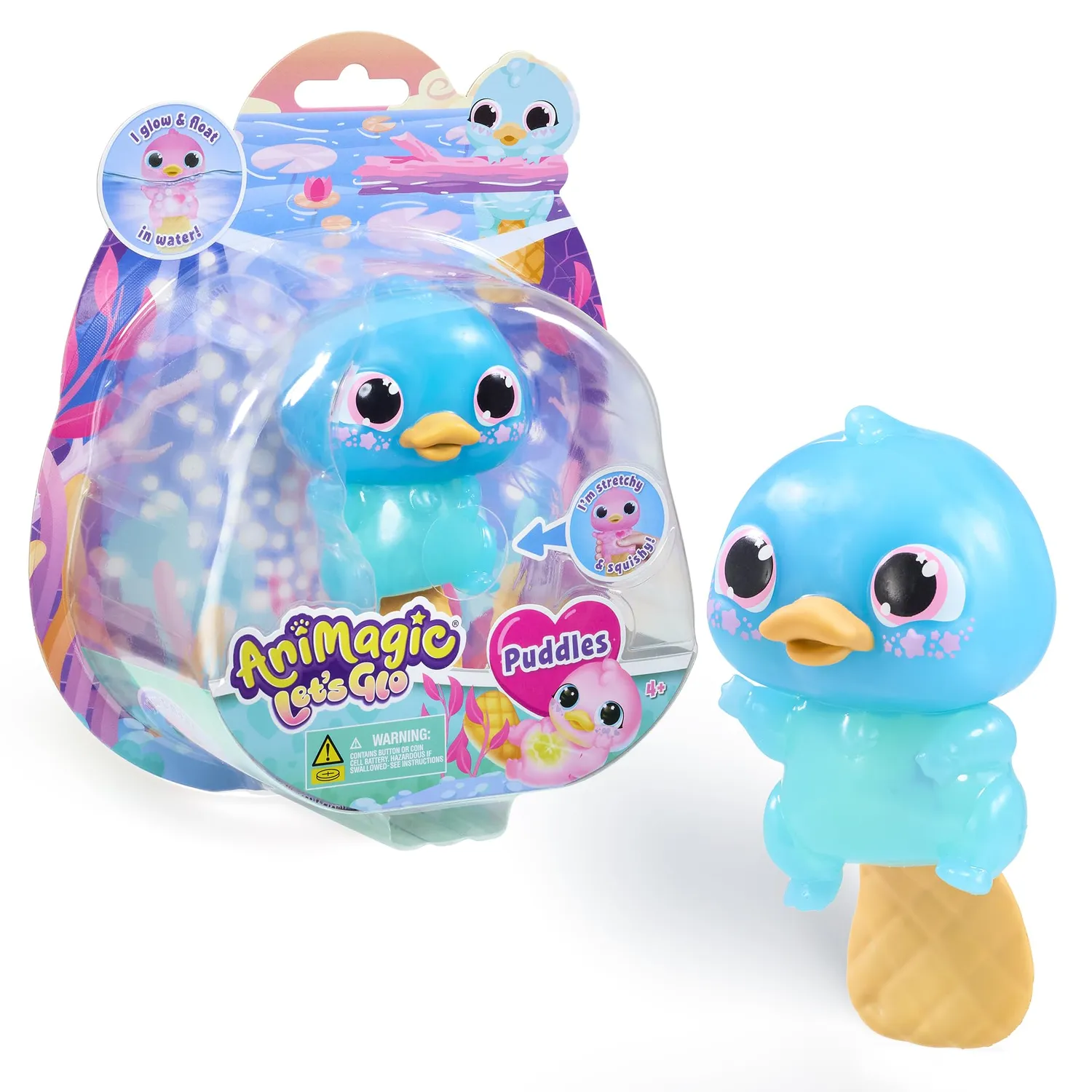 Animagic Let's Glo Puddles Rosa peluche sensoriale luminoso