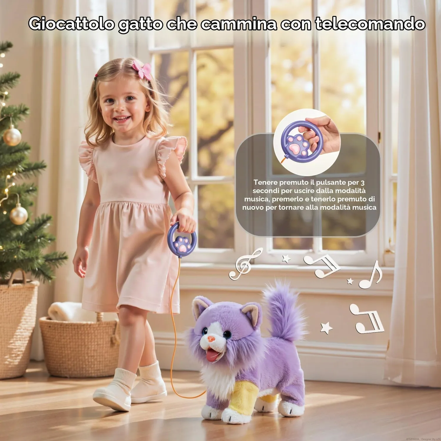 OR OR TU Gatto Peluche Interattivo che Cammina e Miagola