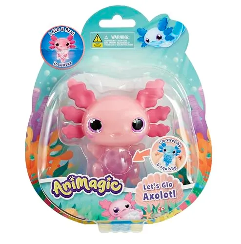 Animagic Let's Glo Axolotl rosa animale luminoso sensoriale acqua
