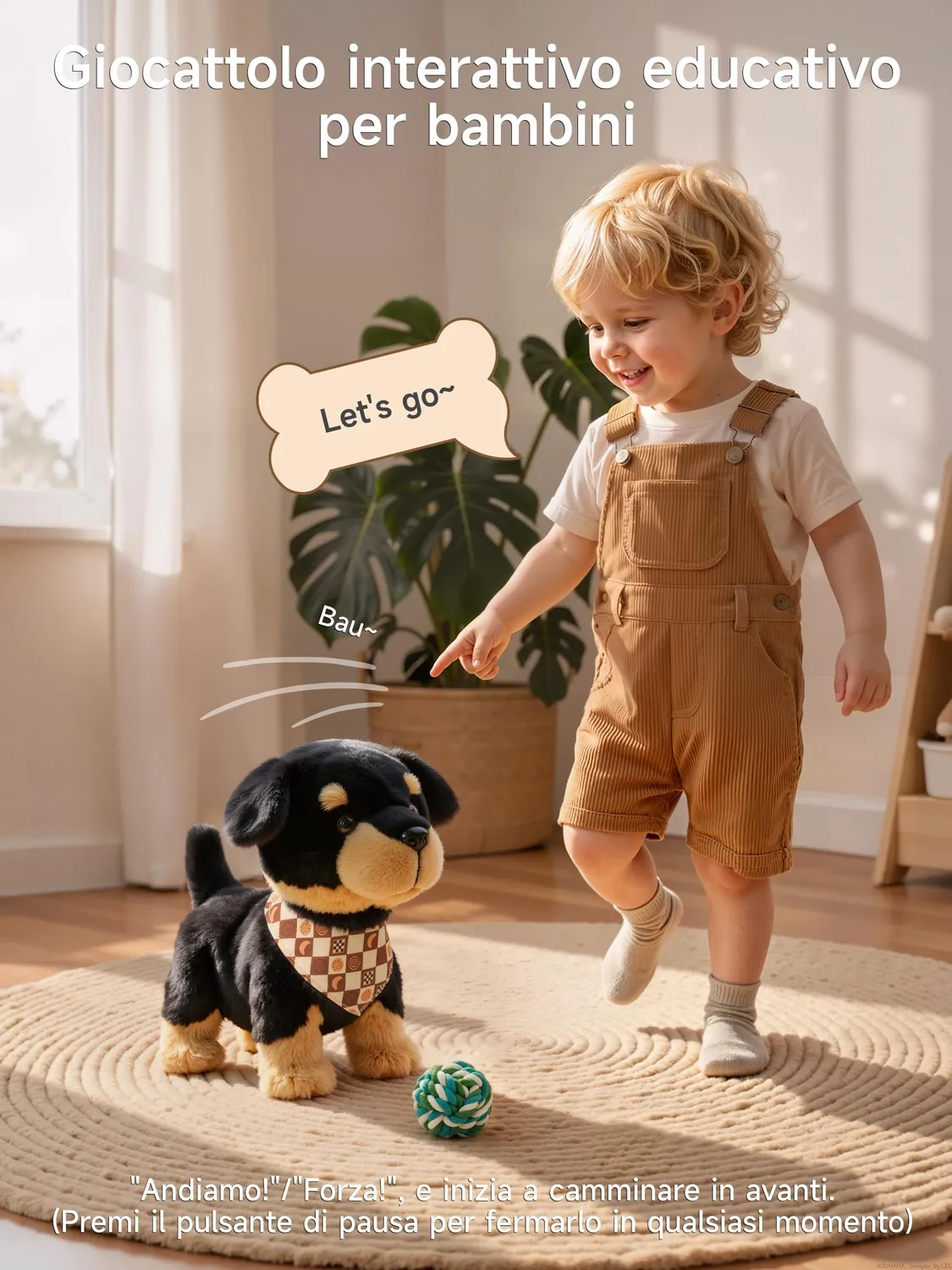 OR OR TU cagnolino peluche interattivo vocale che cammina e abbaia
