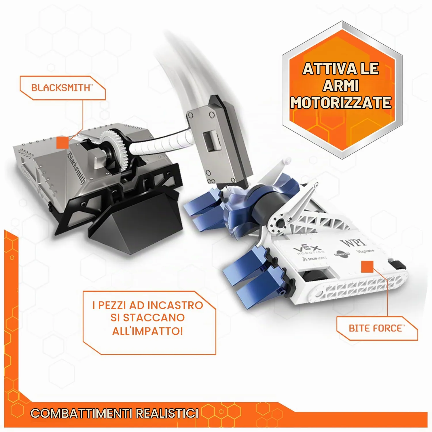 Hex Bots BattleBots Arena Bite Force robot telecomandati