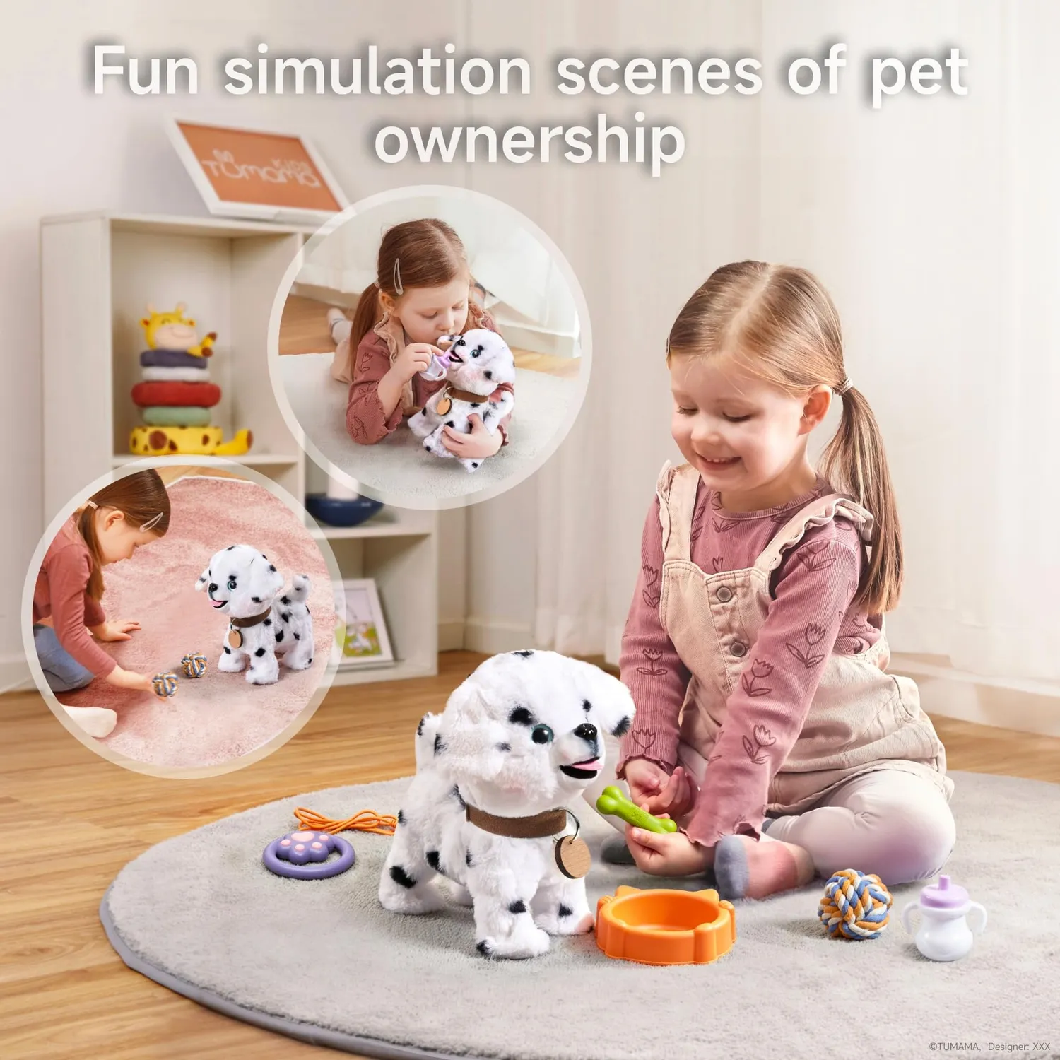 OR OR TU Cagnolino peluche elettronico abbaia e cammina con guinzaglio