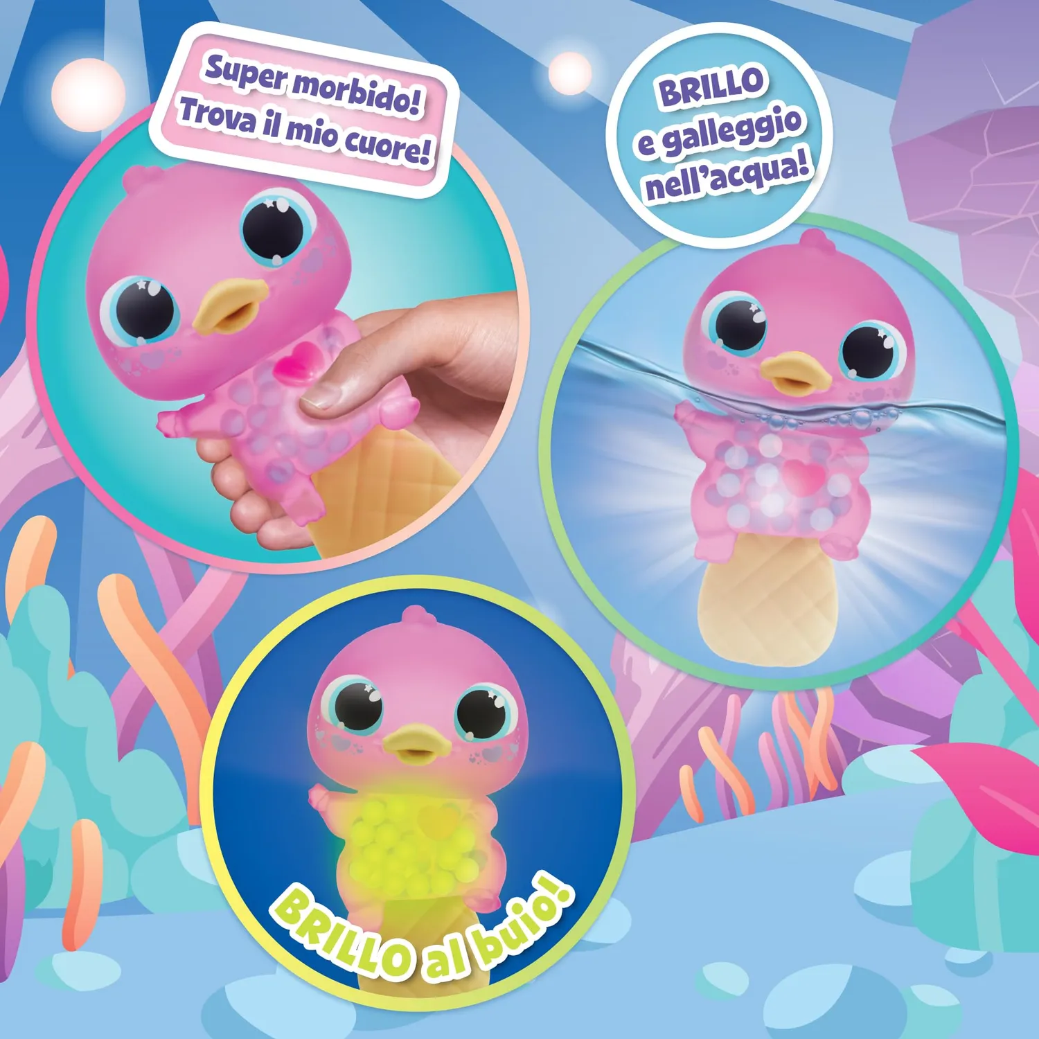 Animagic Let's Glo Puddles Rosa peluche sensoriale luminoso
