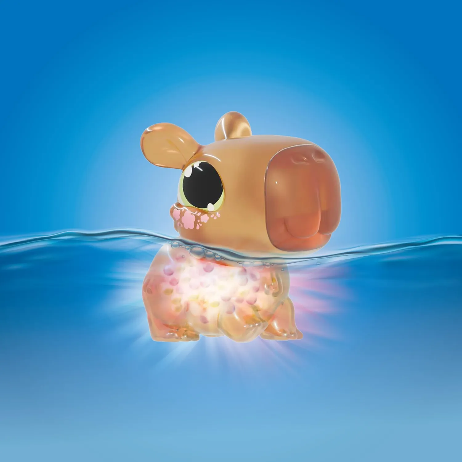 Animagic Let's Glo Capybara marrone sensoriale luminoso acqua mandarino