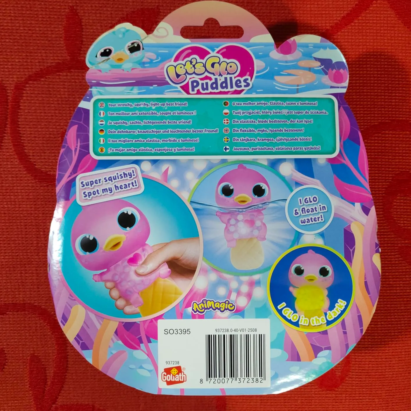 Animagic Let's Glo Puddles Rosa peluche sensoriale luminoso