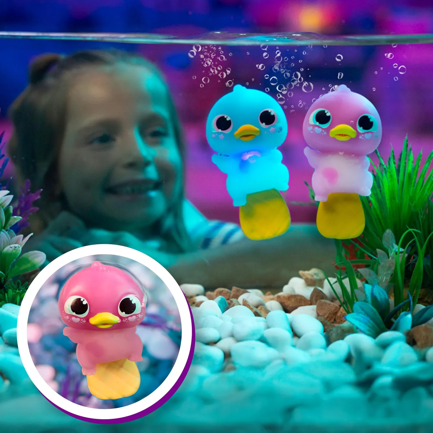Animagic Let's Glo Puddles Rosa peluche sensoriale luminoso