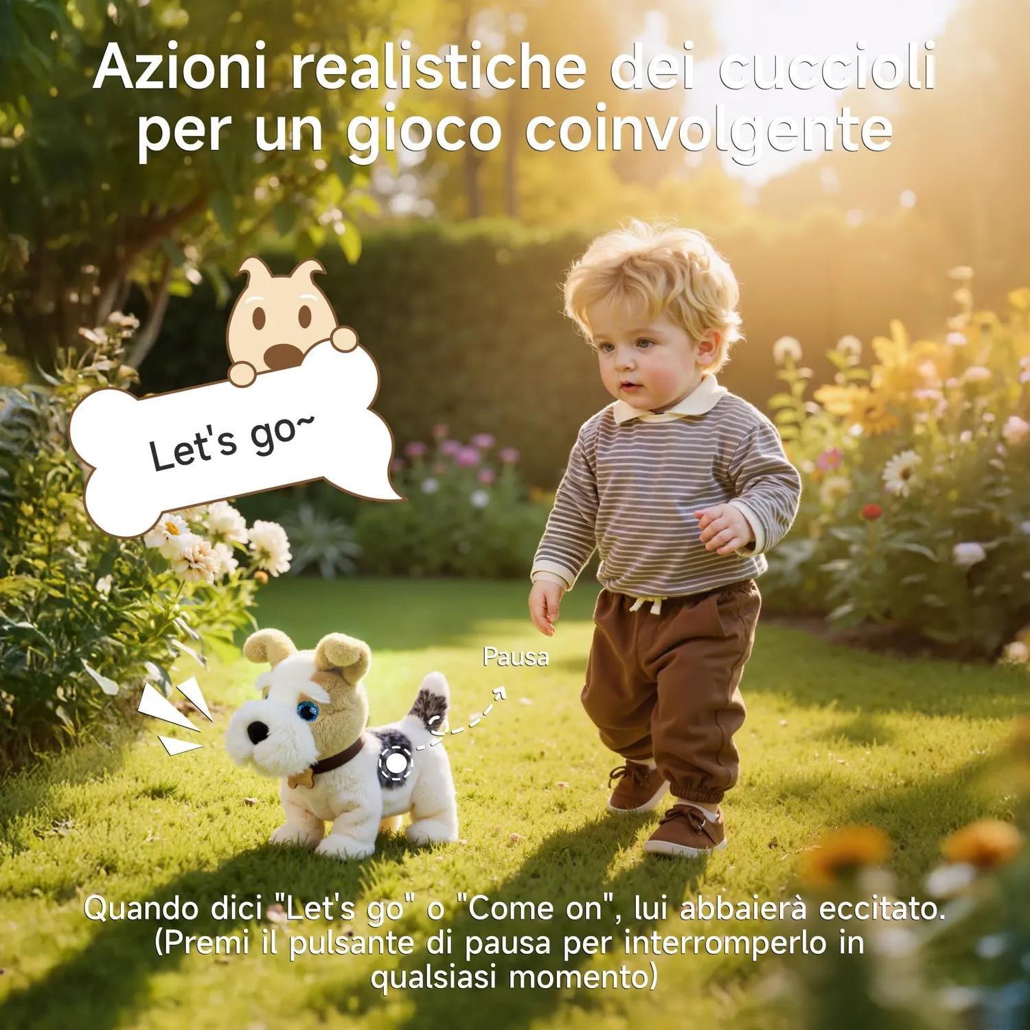 OR OR TU cane peluche interattivo vocale che cammina e canta