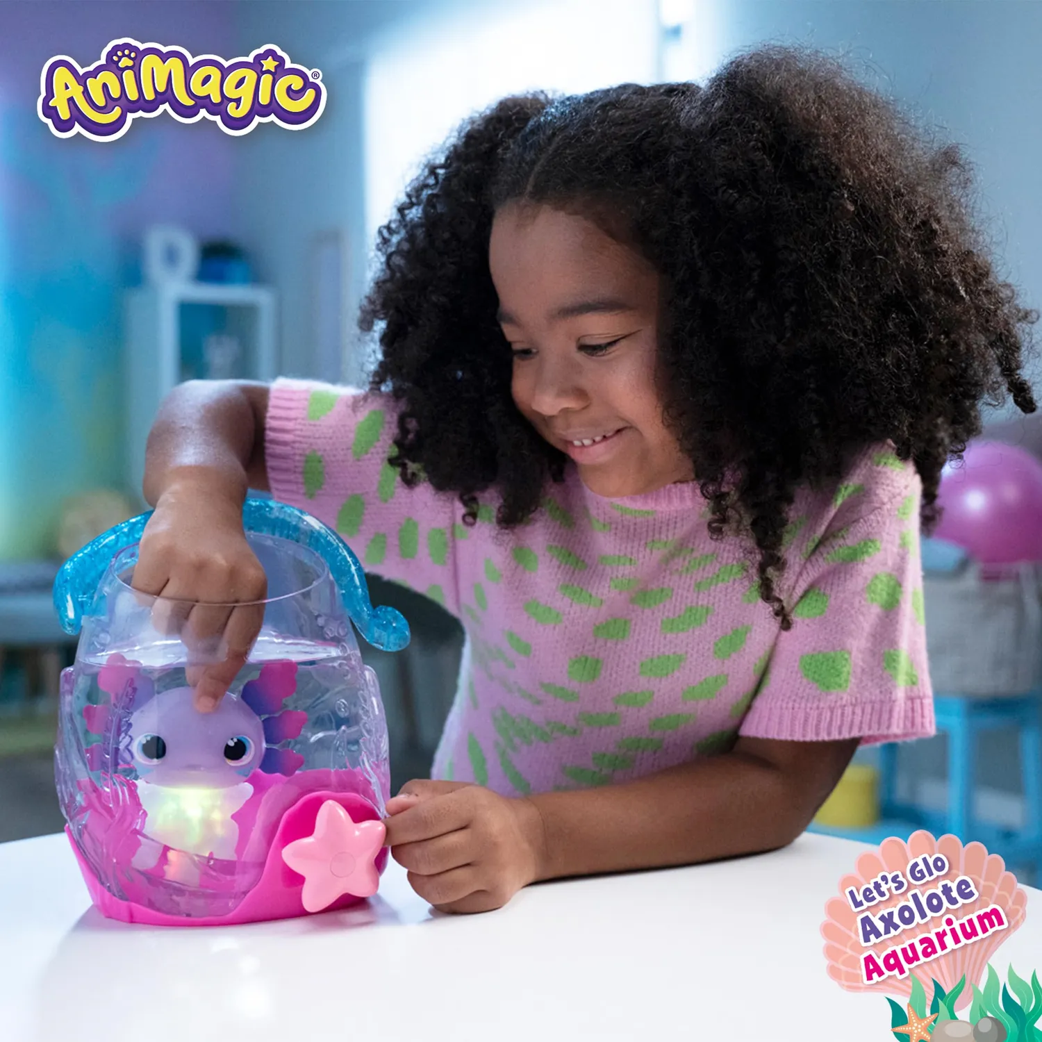 Animagic Let's Glo Bubble Reef acquario interattivo axolotl