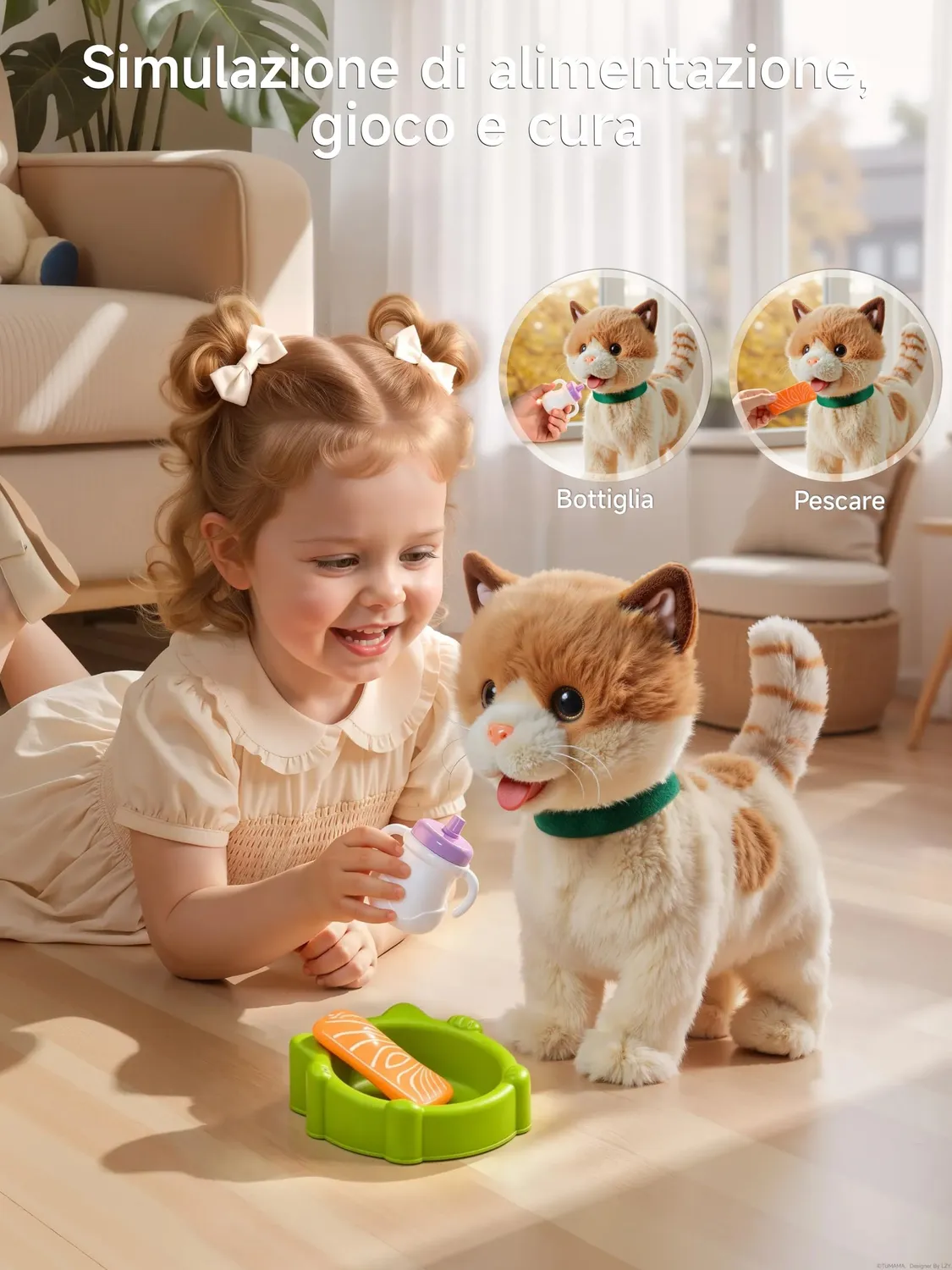 OR OR TU gatto peluche interattivo che cammina con telecomando