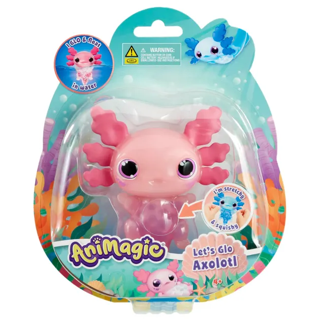 Animagic Let's Glo Axolotl rosa animale luminoso sensoriale acqua
