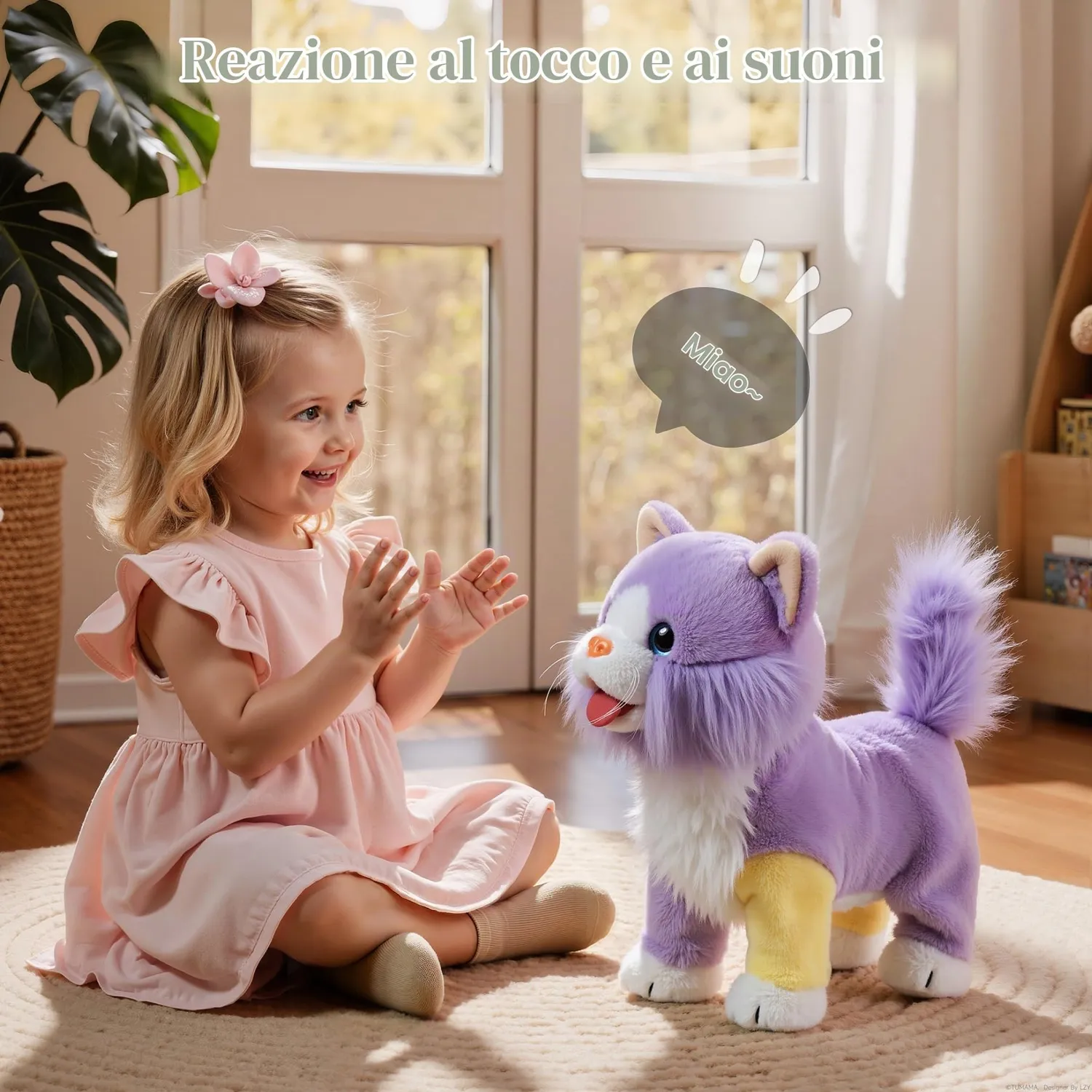 OR OR TU Gatto Peluche Interattivo che Cammina e Miagola