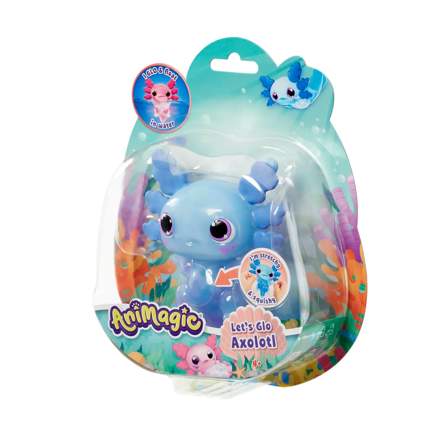 Animagic Let's Glo Axolotl peluche elettronico blu luminoso