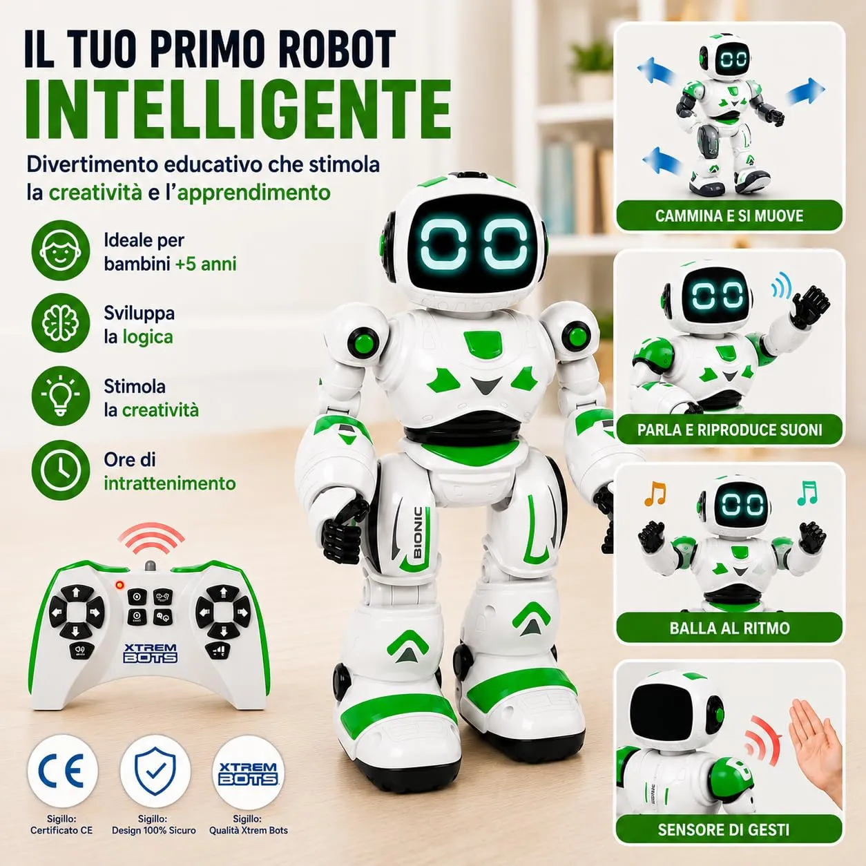 Xtrem Bots Bionic robot telecomandato programmabile 5 anni