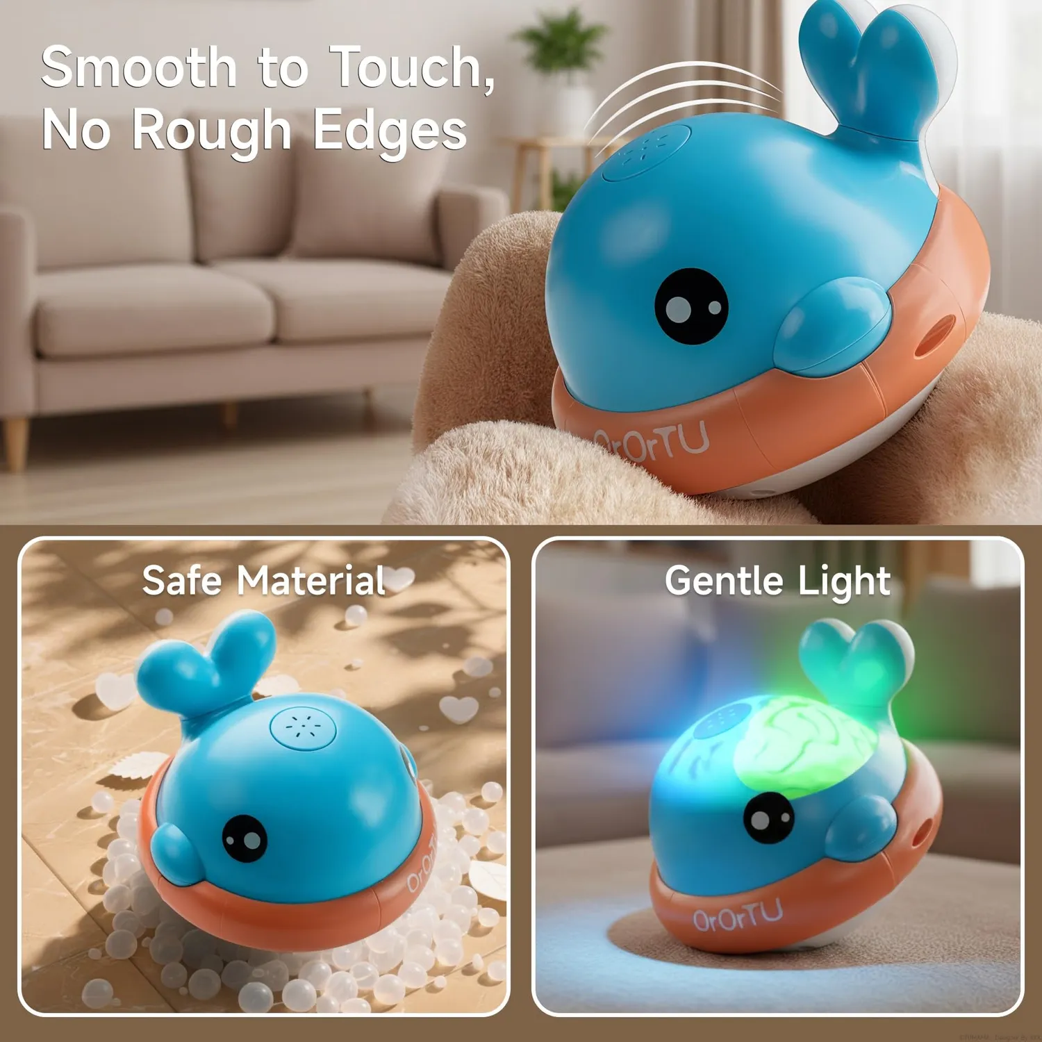 OR OR TU Balena Gioco Bagnetto Luminoso Spruzzante 7 Pezzi USB