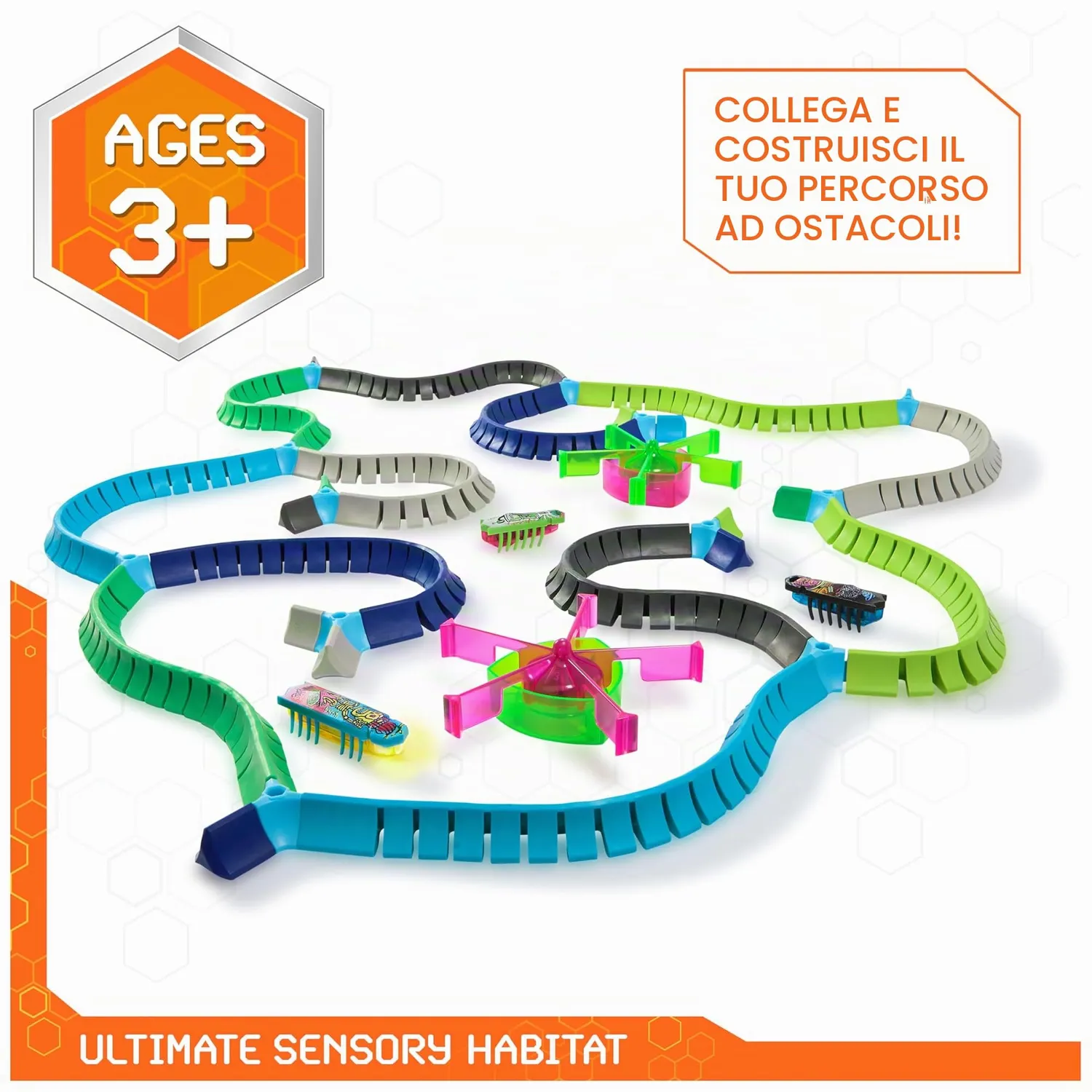 Hex Bots Nano Land pista 40 pezzi con nano robot insetto sensoriale