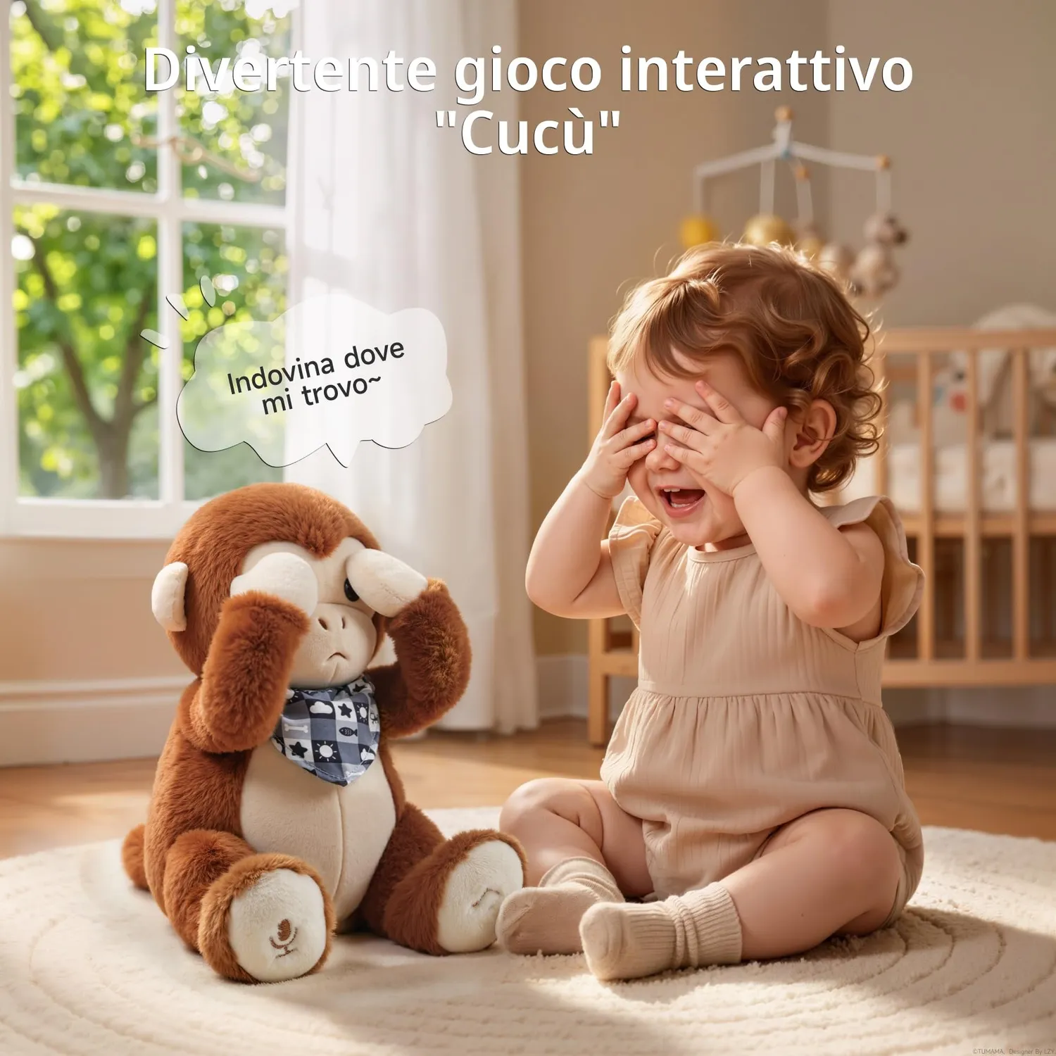 eJog Pup Scimmia peluche interattivo musicale con voce