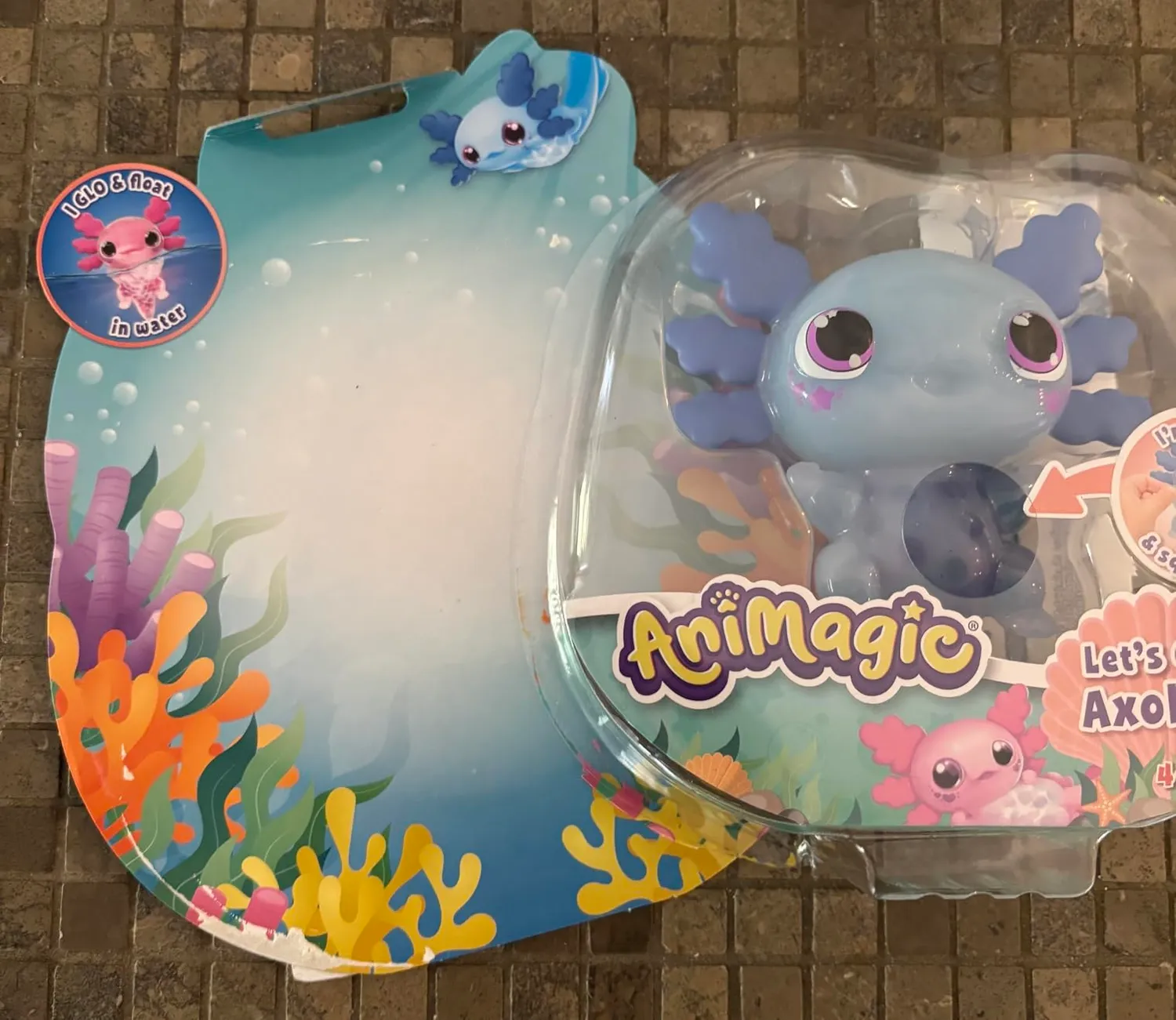 Animagic Let’s Glo Axolotl rosa peluche sensoriale che brilla