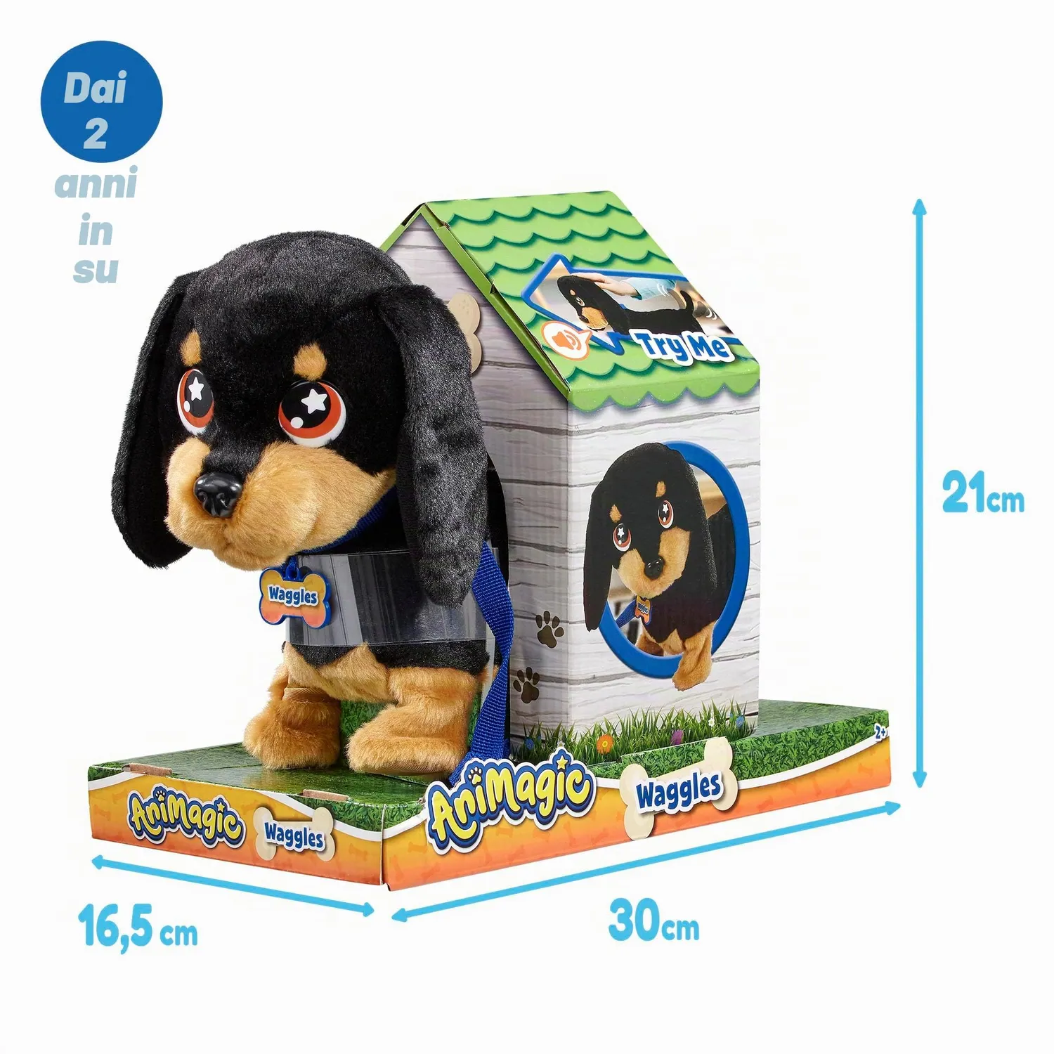 Animagic Waggles cane peluche interattivo che cammina guinzaglio