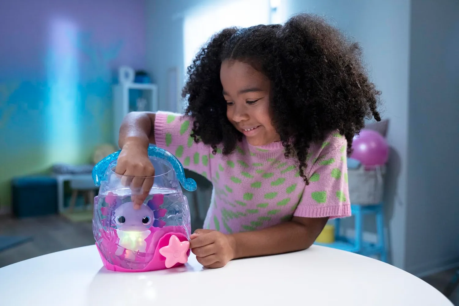 Animagic Let's Glo Bubble Reef acquario per axolotl con bolle