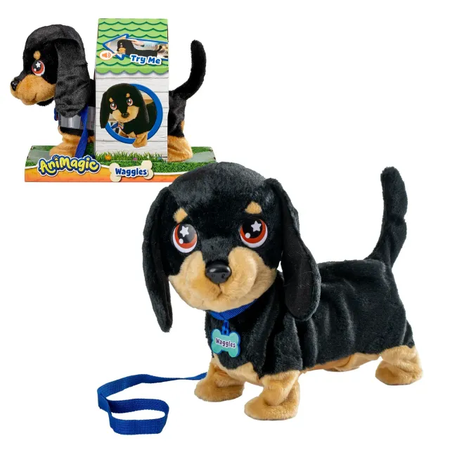 Animagic Waggles cane peluche interattivo che cammina guinzaglio