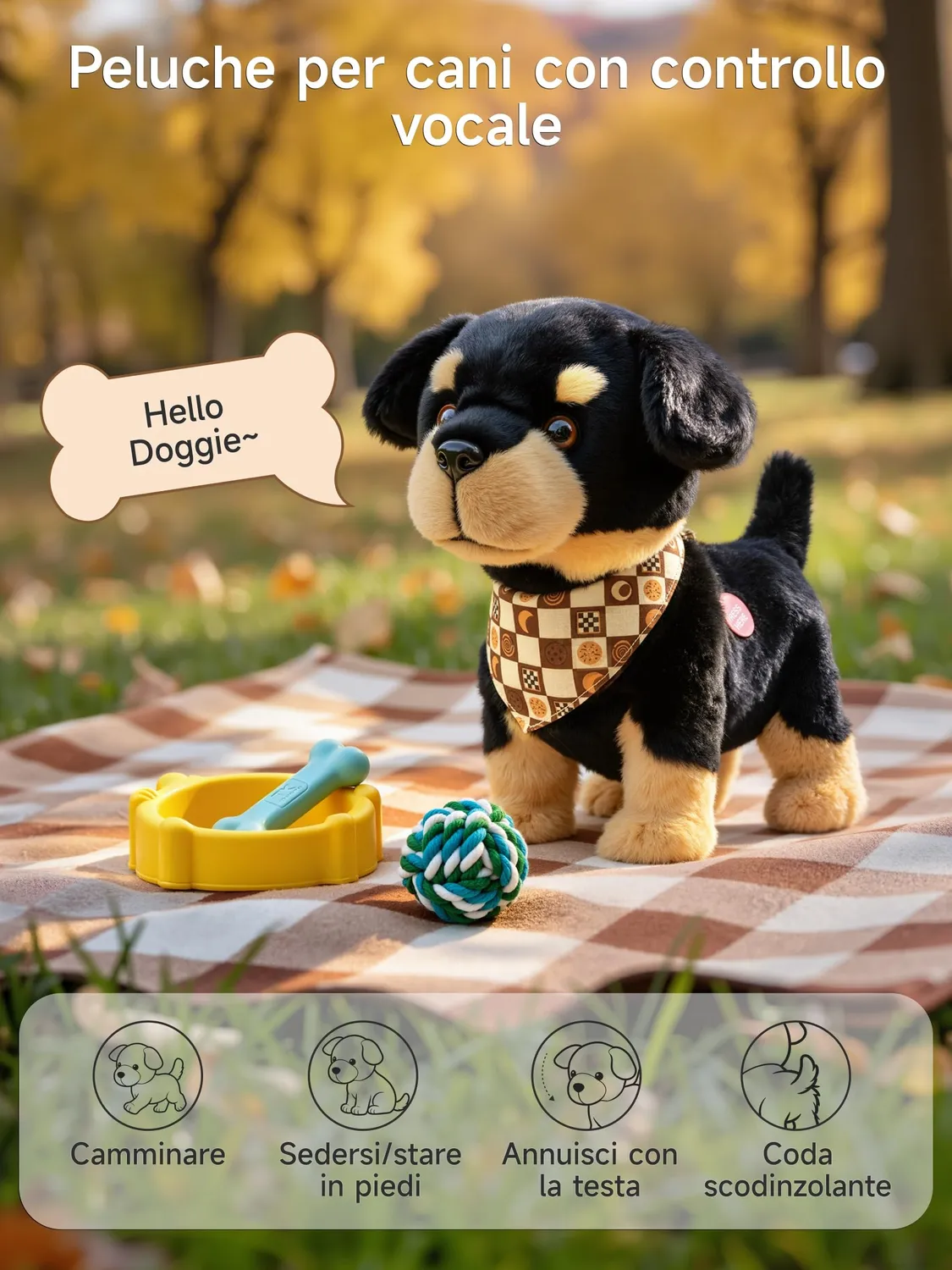 OR OR TU cagnolino peluche interattivo vocale che cammina e abbaia