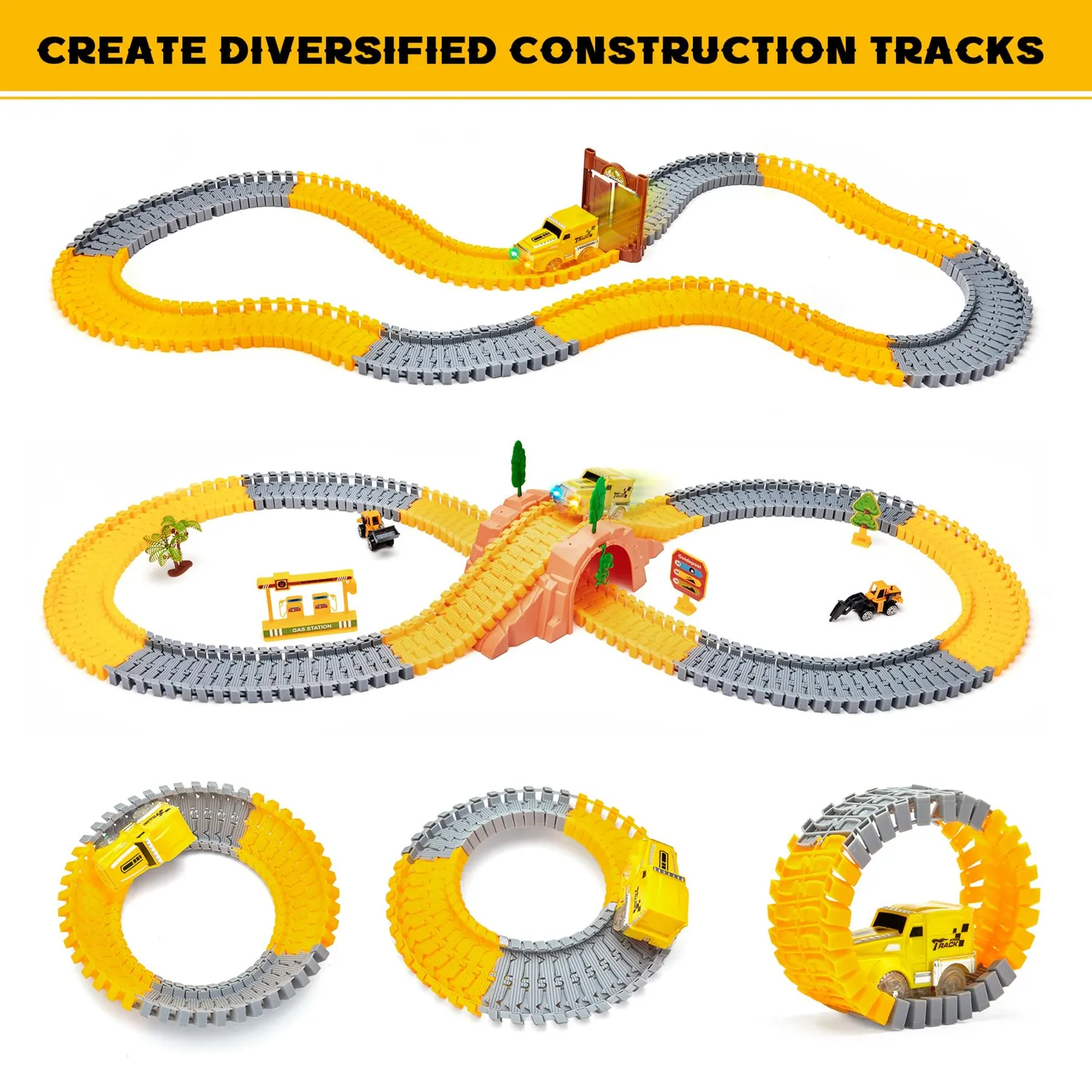 OR OR TU Circuito 342 Pezzi Pista Macchinine Flessibile 360°